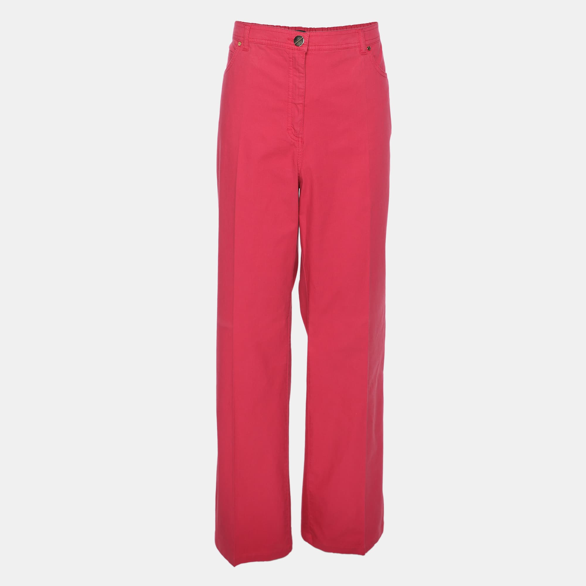 Elena Miro Pink Stretch Cotton Wide Leg Trousers XXXL