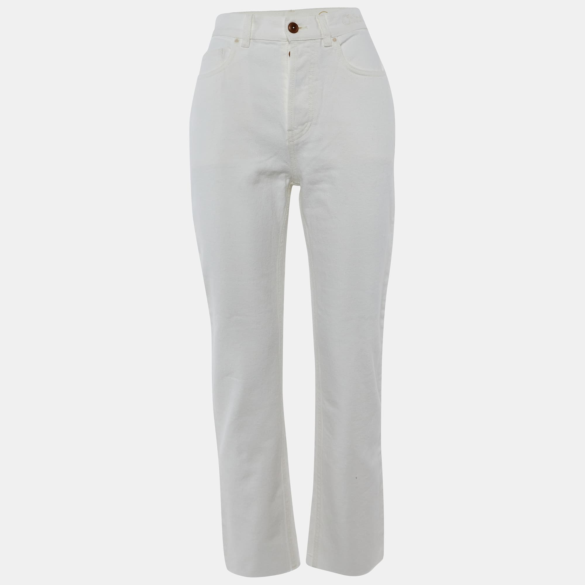 Chlo&eacute; White Denim Straight Fit jeans S/Waist 27"