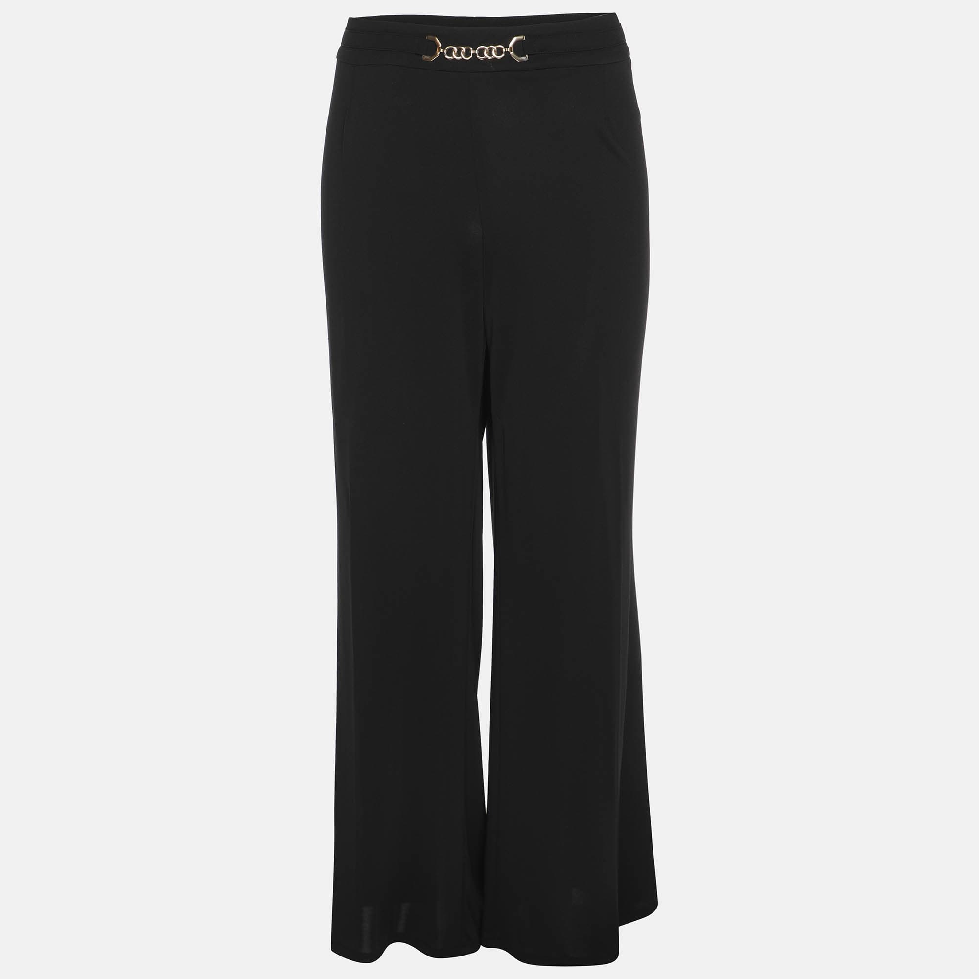 Elena Miro Black Jersey Embellished Pants XXL
