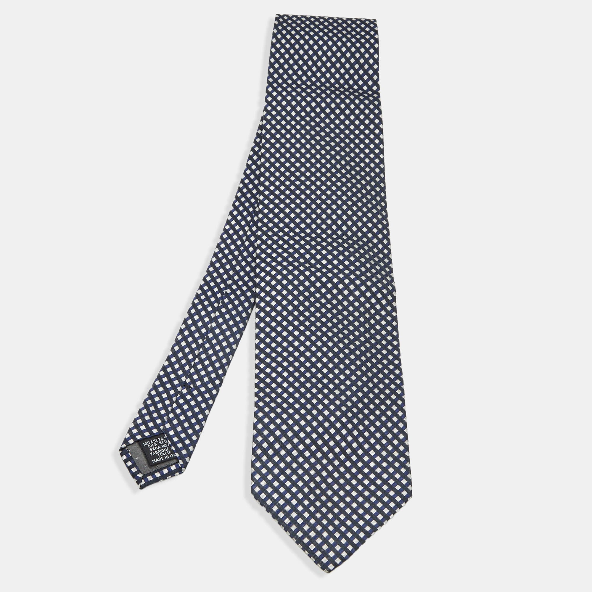 Gianfranco Ferre Grey/Blue Checkered Silk Tie