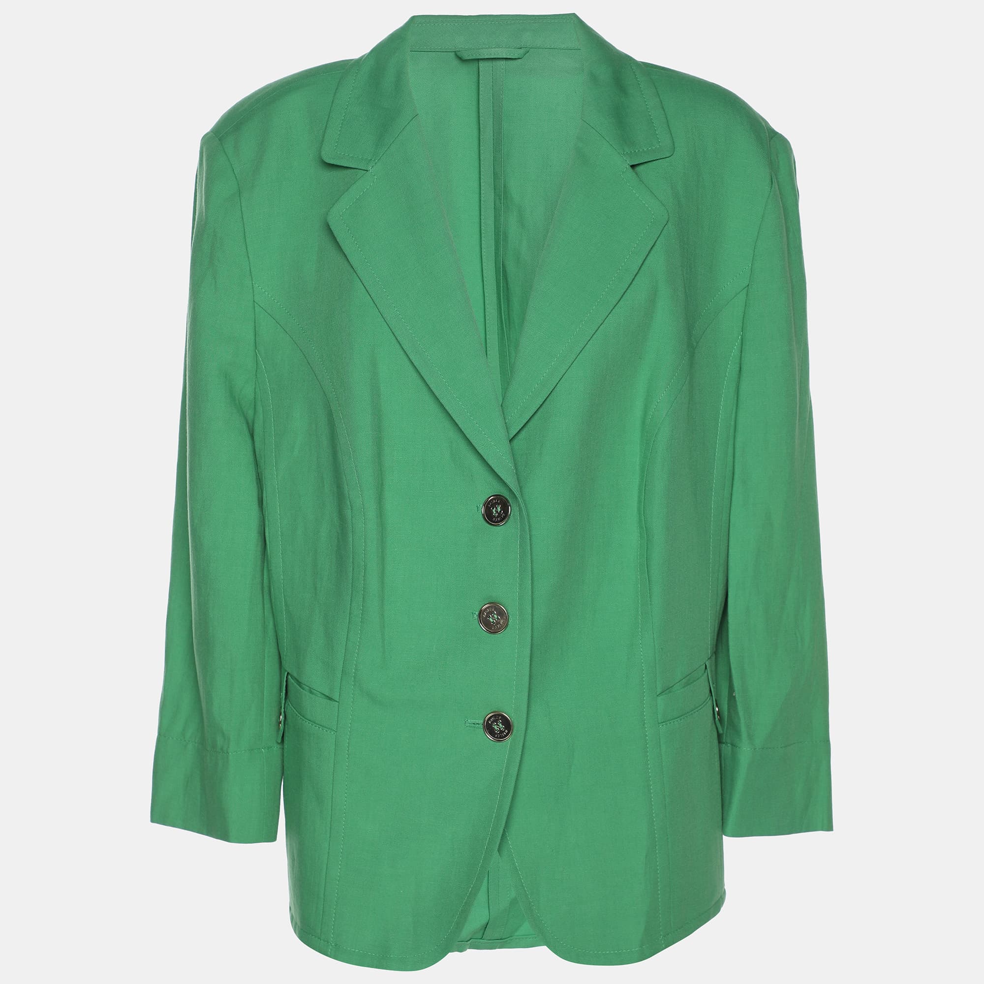 Basler Green Linen Blend Single Breasted Blazer XL