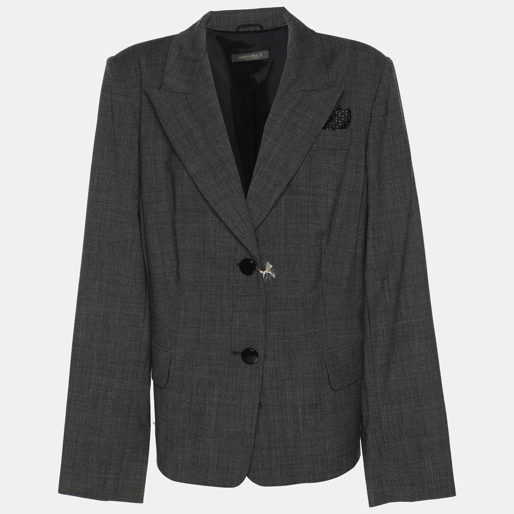 Marina Rinaldi Grey Fleece Wool Coat L