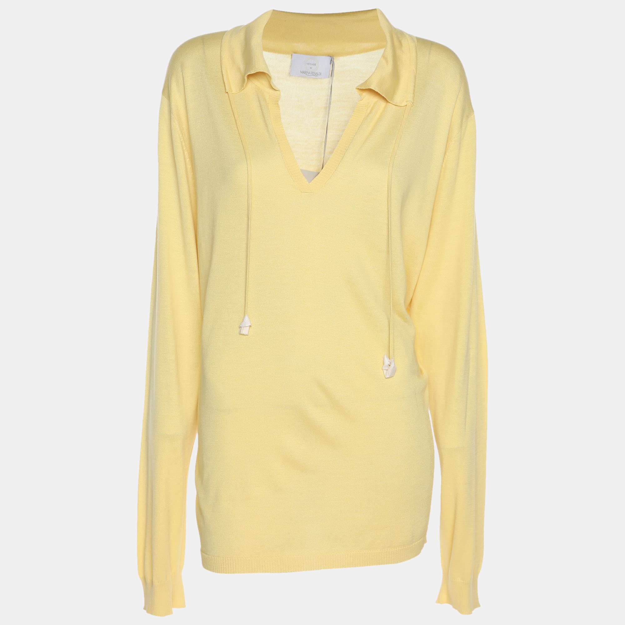 Voyage by Marina Rinaldi Yellow Knit T-Shirt XL