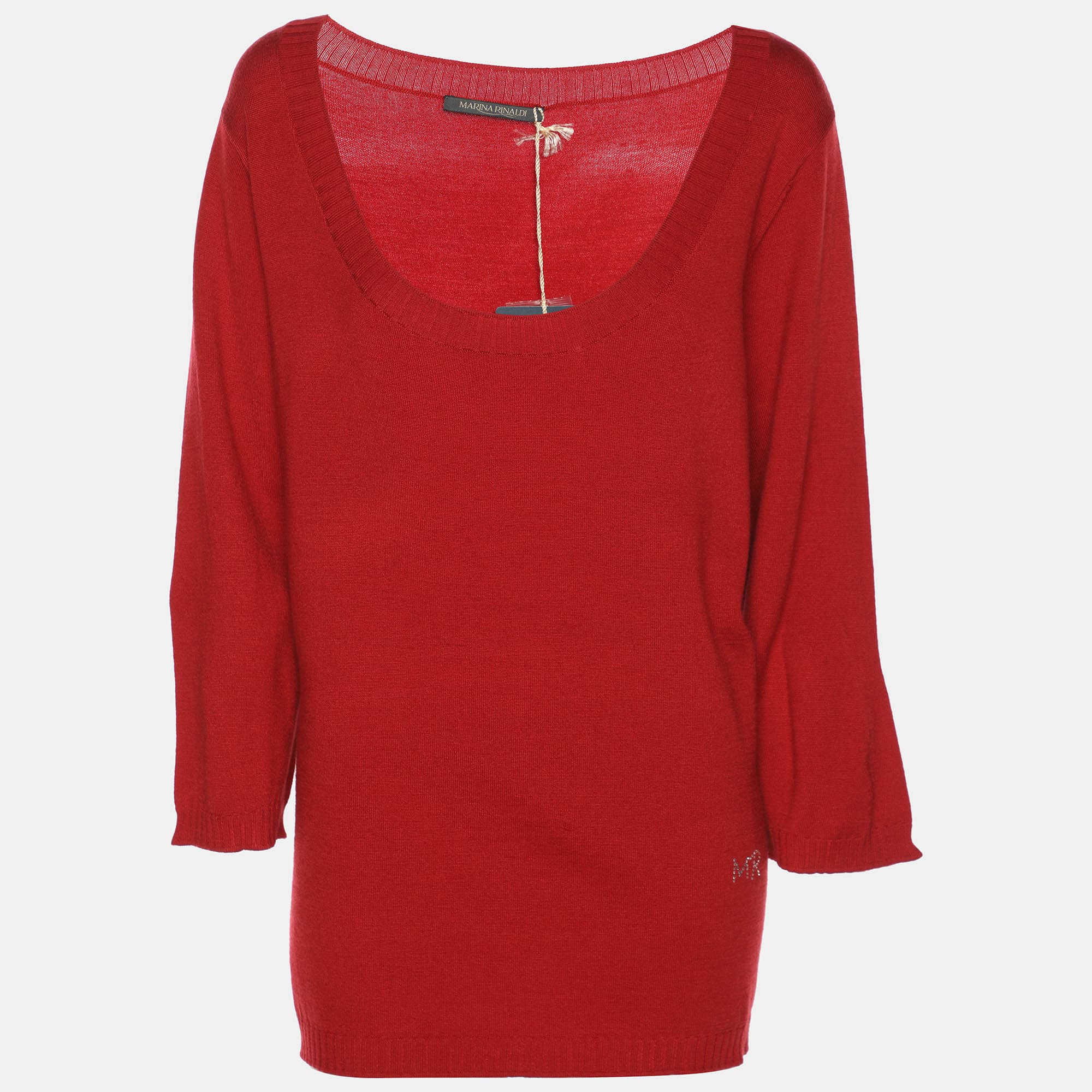 Marina Rinaldi Red Stretch Knit Sweater L