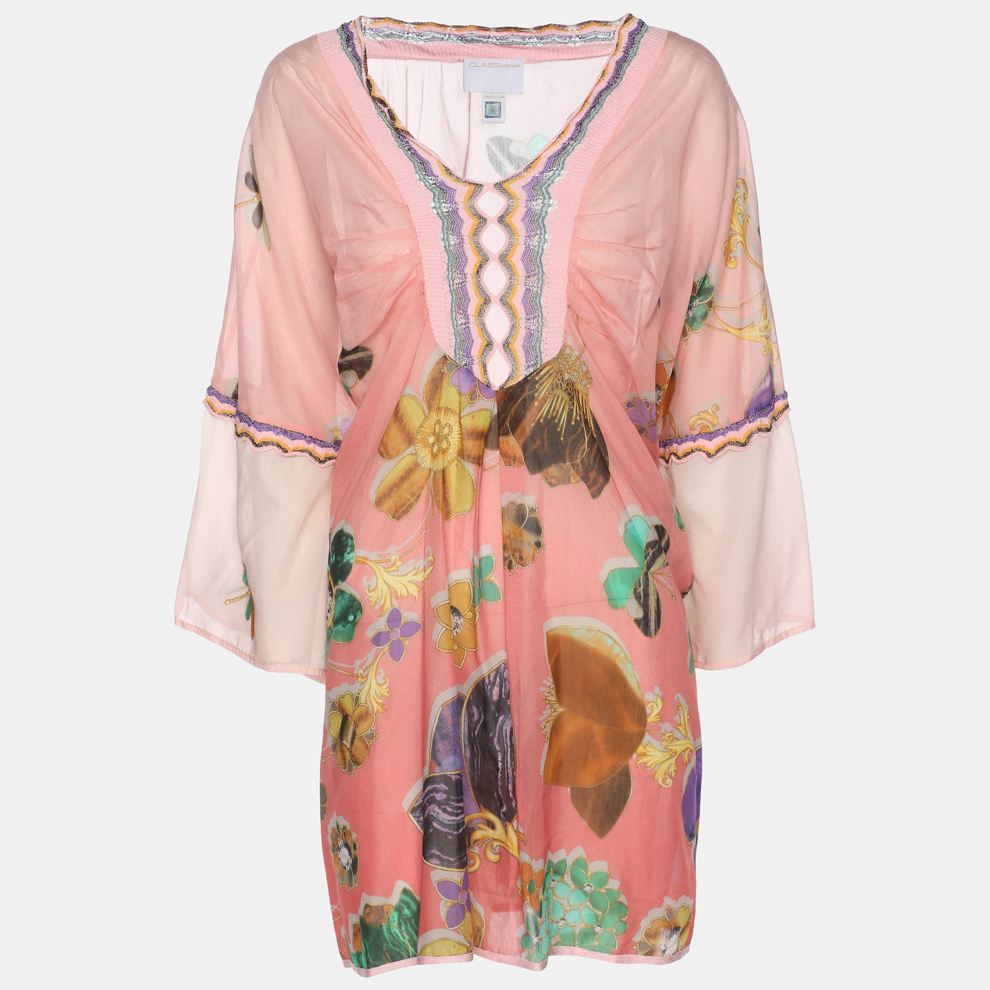 Class by Roberto Cavalli Multicolor Floral Print Chiffon Tunic Blouse M