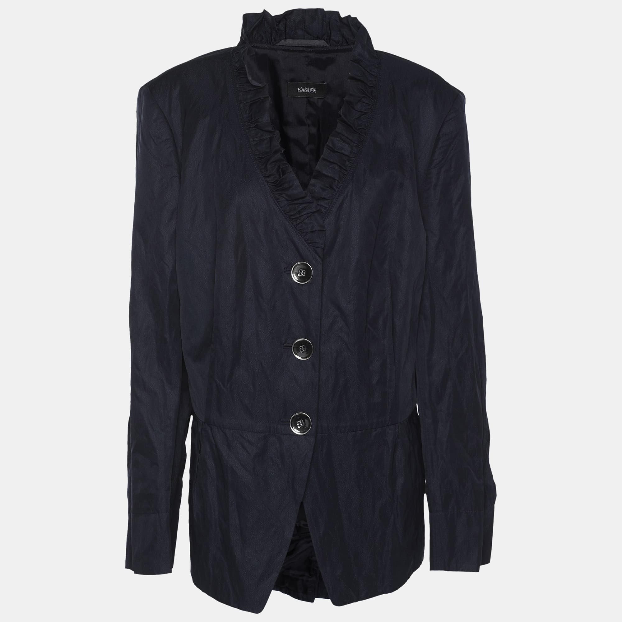 Basler Navy Blue Nylon Fabric Blazer XXL