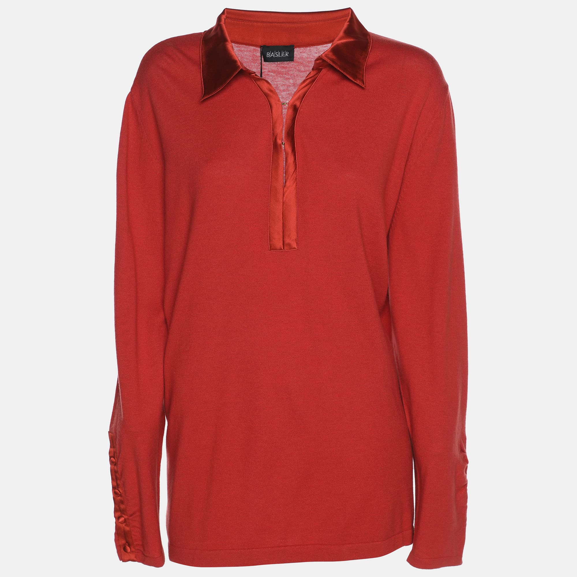 Basler Red Stretch Knit Long Sleeve Sweater XL