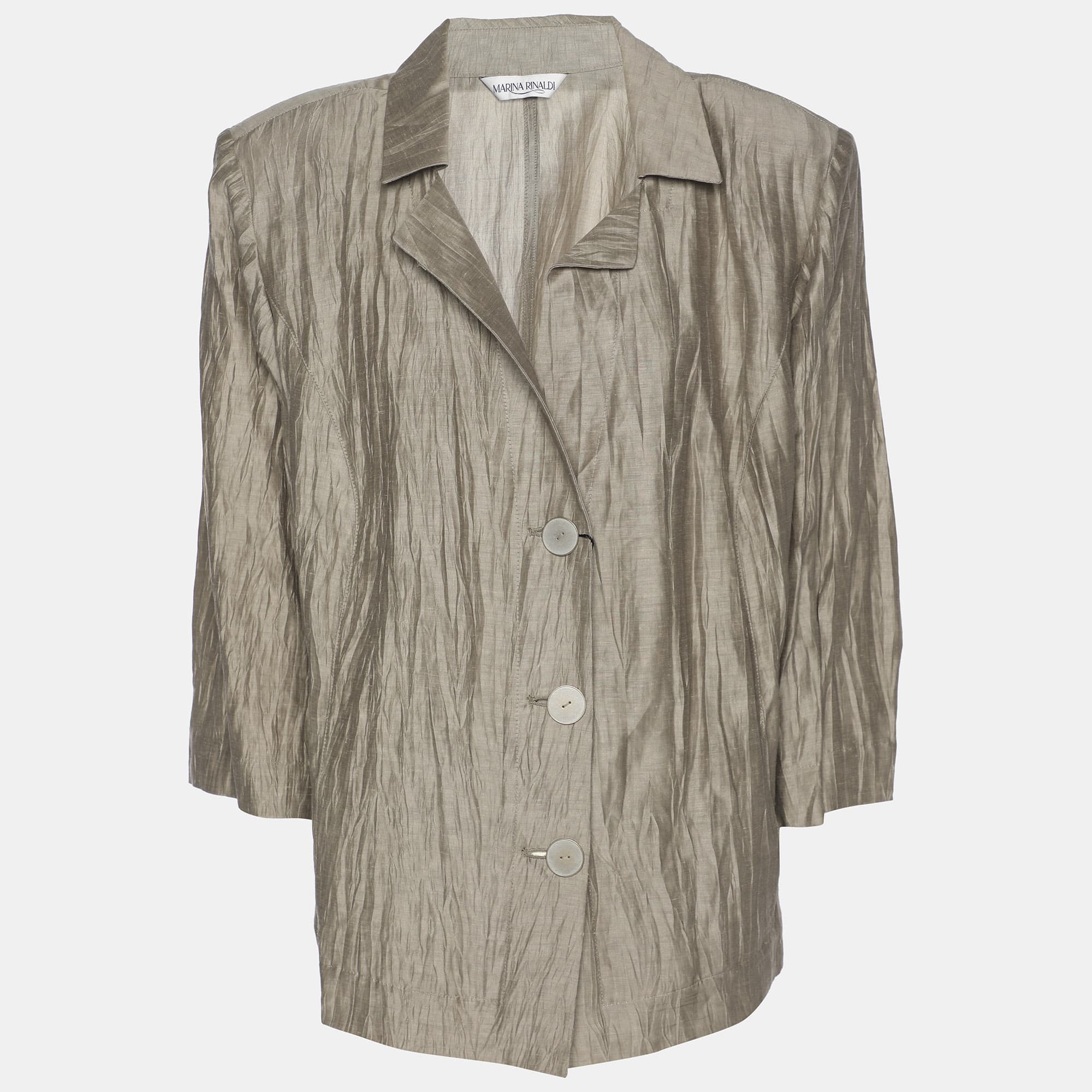 Marina Rinaldi Grey Texture Linen Blend Blazer L