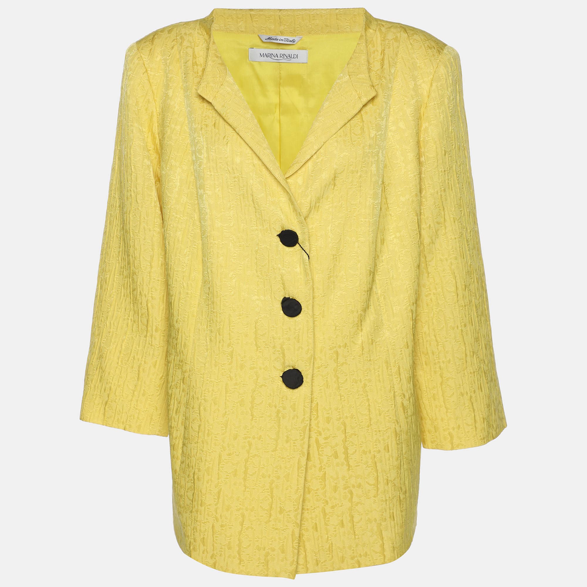 Marina Rinaldi Yellow Jacquard Blazer L