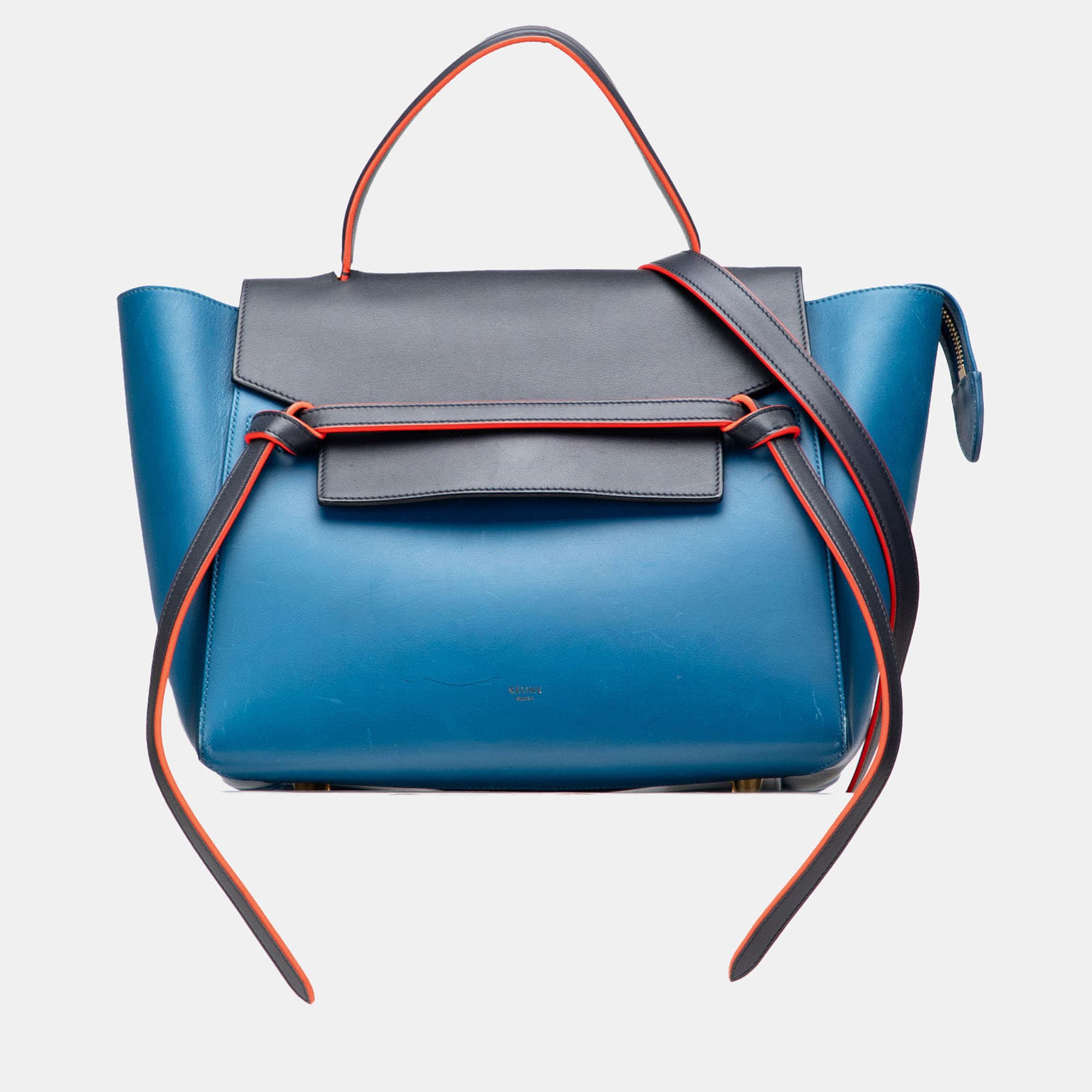 Celine Blue Mini Tricolor Smooth Calfskin Belt Bag