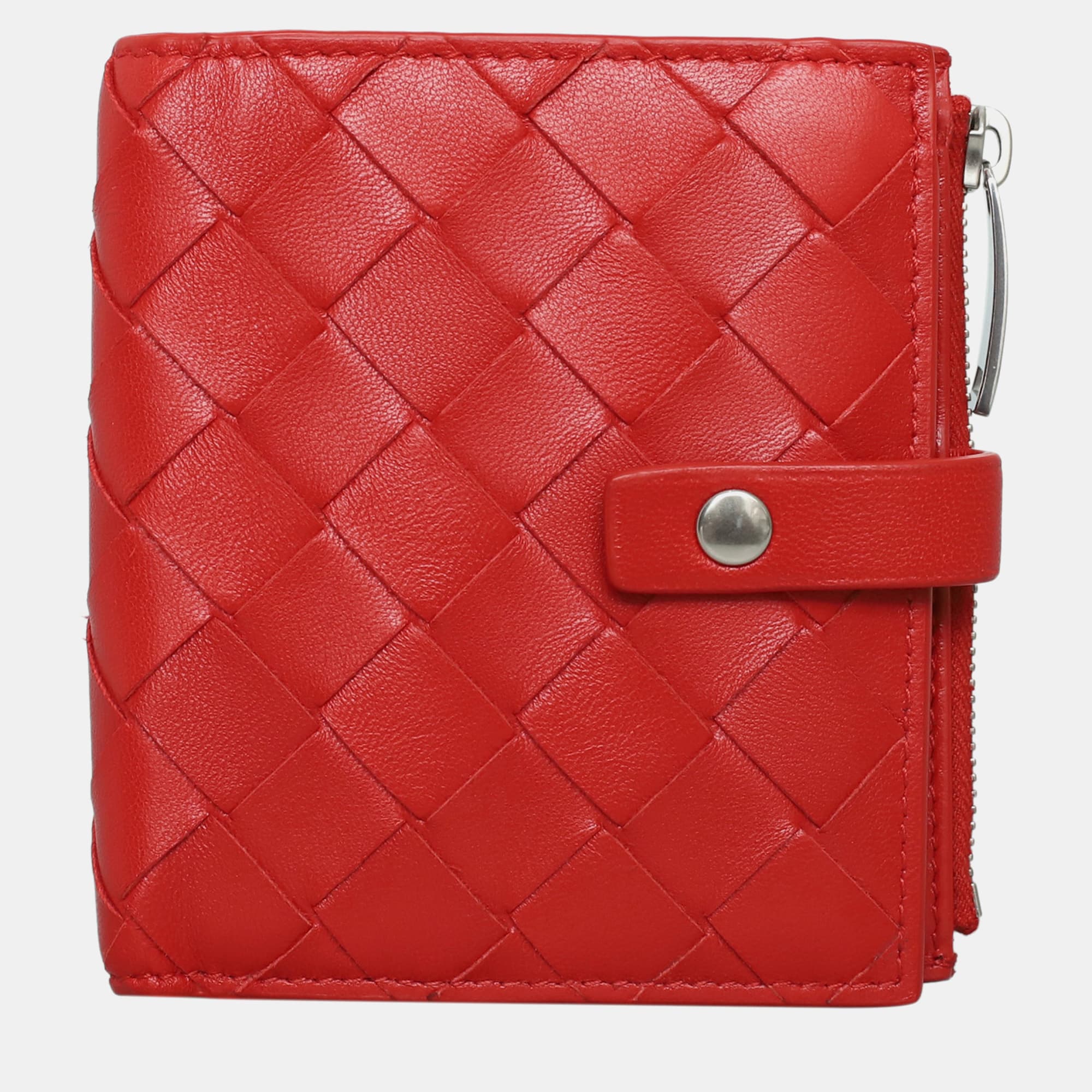 Bottega Veneta Red Mini Intrecciato Bi-Fold Wallet