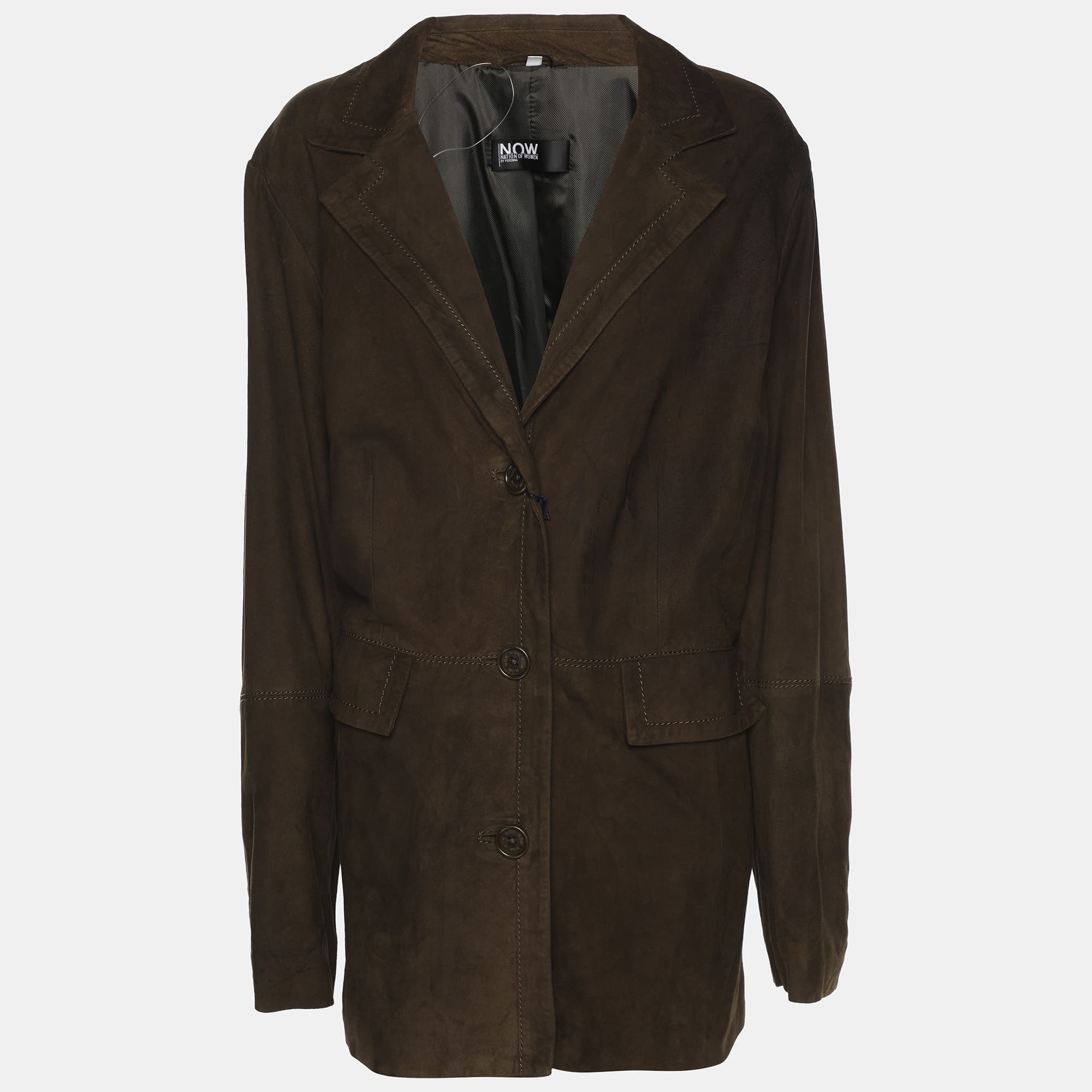 N.O.W by Persona Moss Green Suede Single Breasted Jacket XL