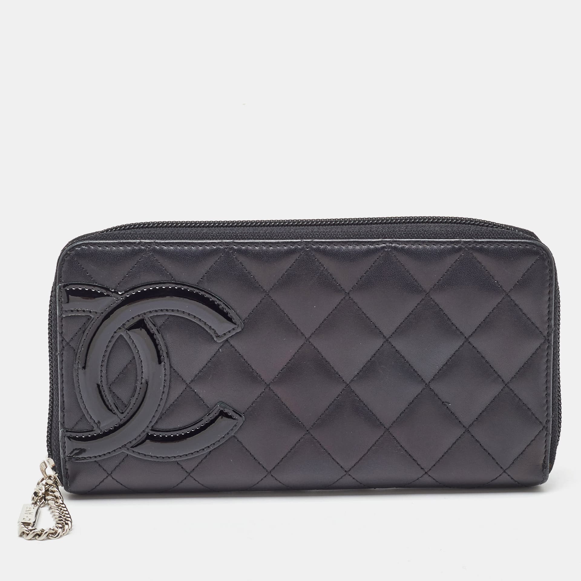 Chanel Black Quilted Leather CC Cambon Ligne Zip Around Organizer Wallet