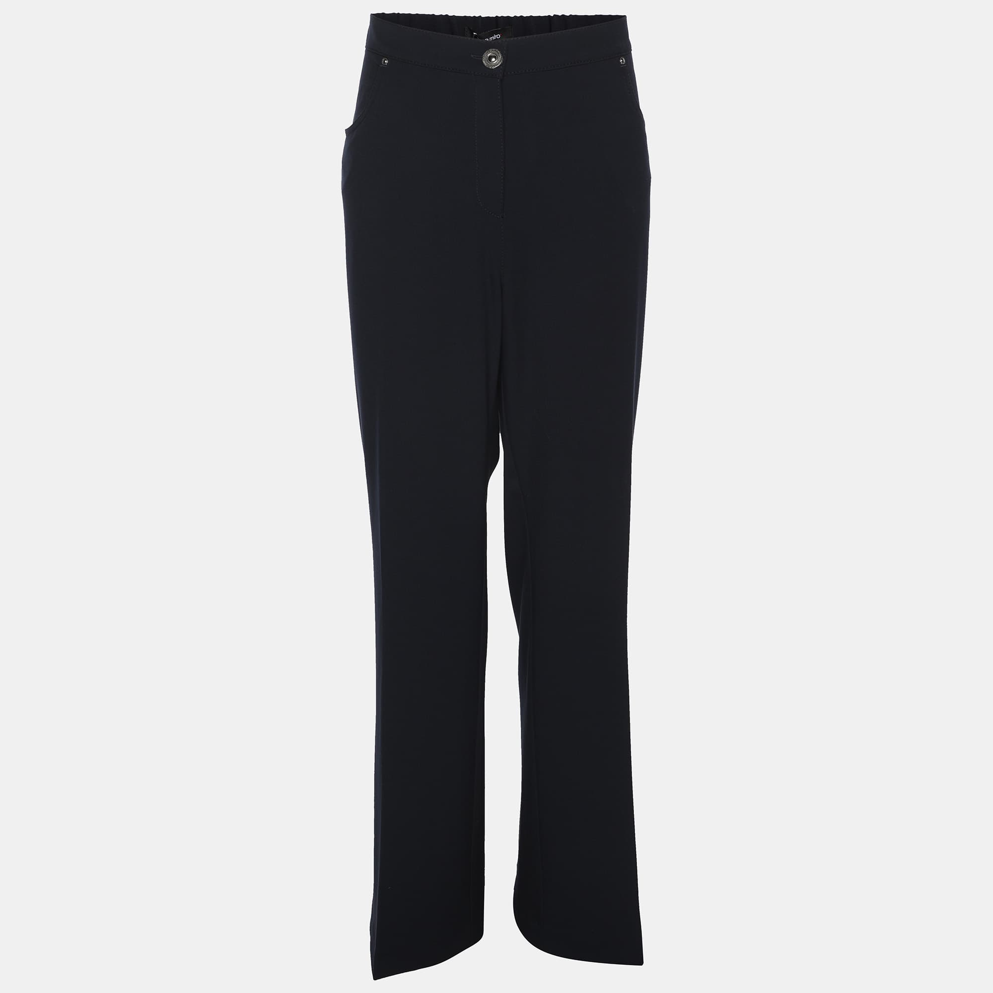 Elena Miro Navy Blue Jersey Crystal Embellished Pants XXL