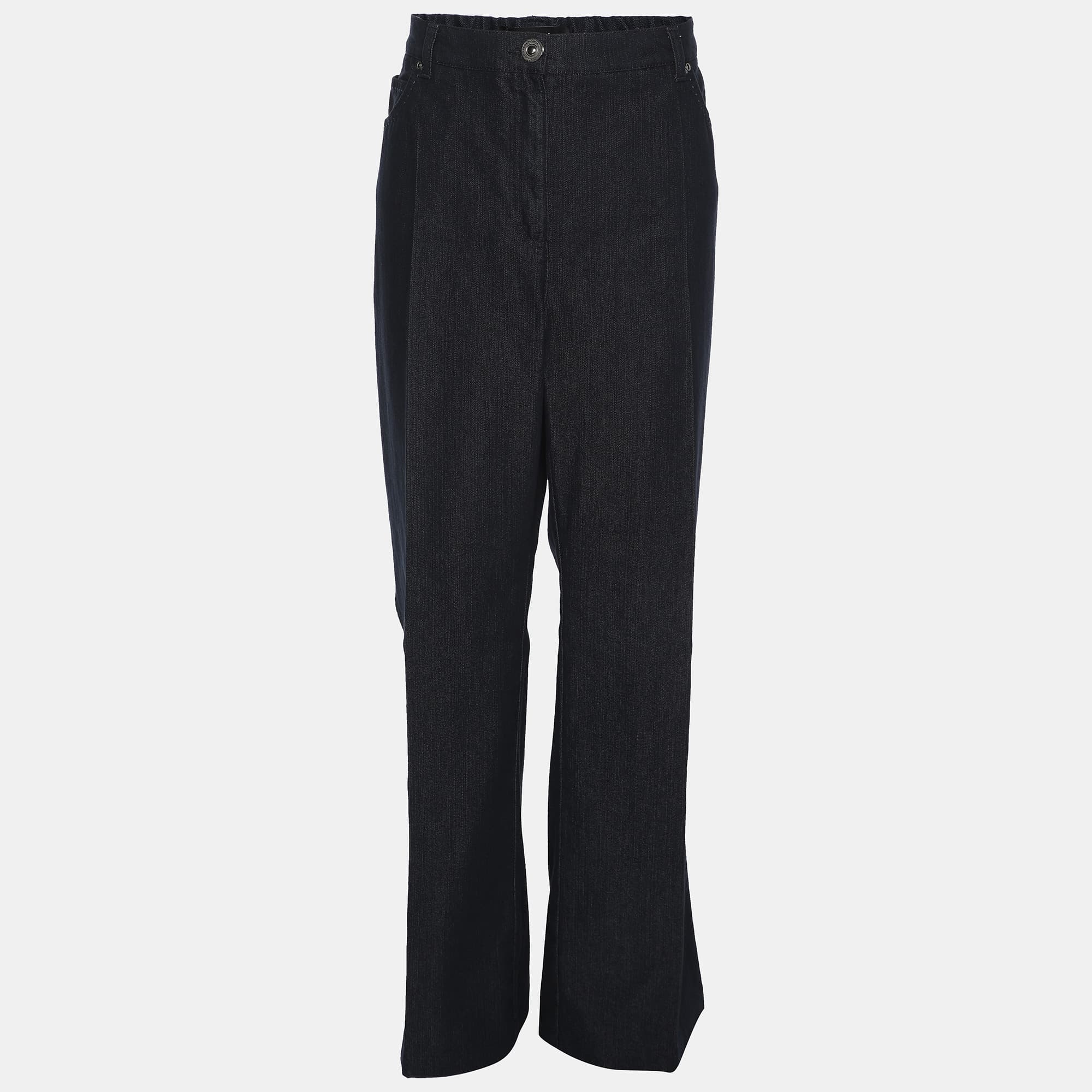 Elena Miro Blue Denim Embellished Pocket Jeans XXXL