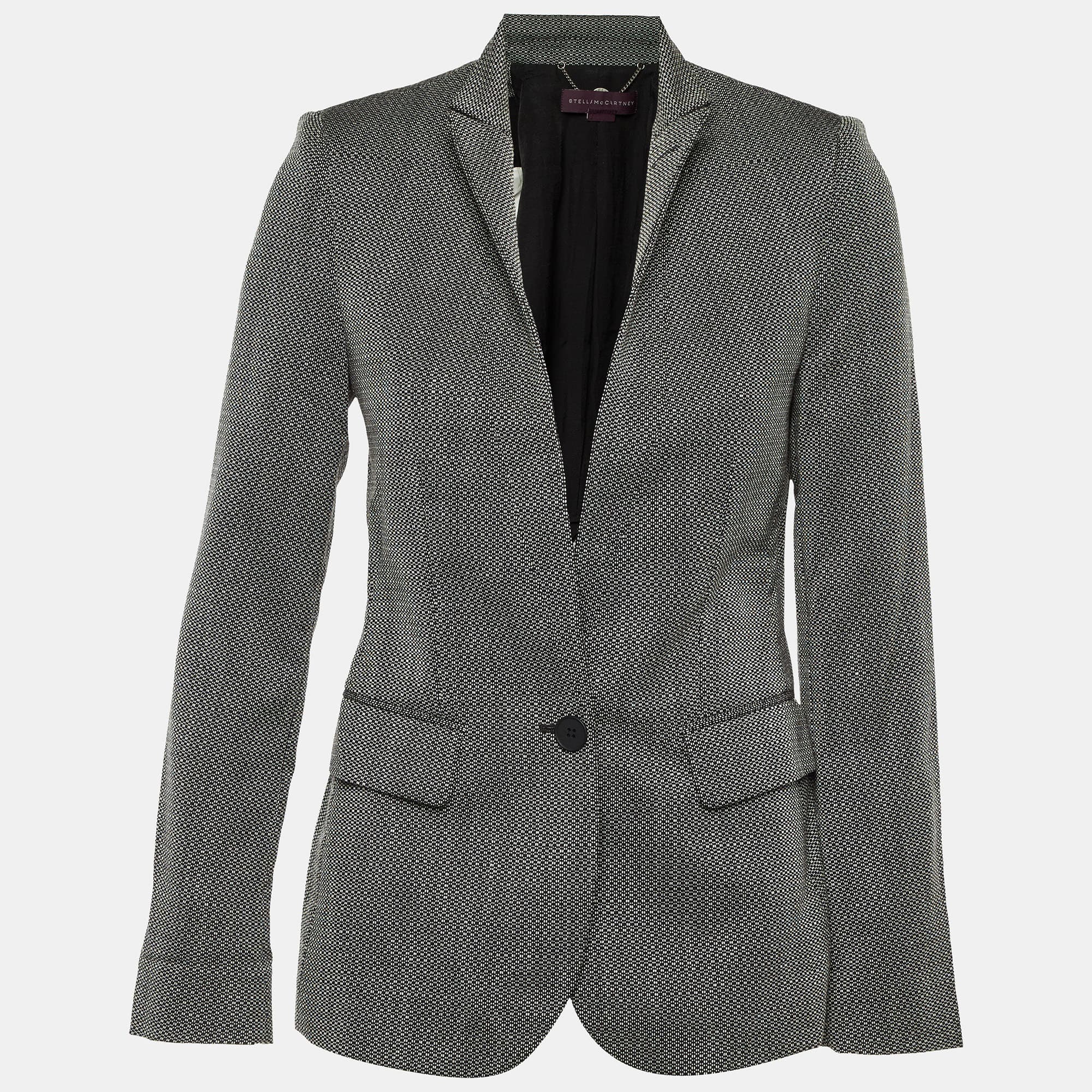 Stella McCartney Black Patterned Wool Single Breasted Blazer S