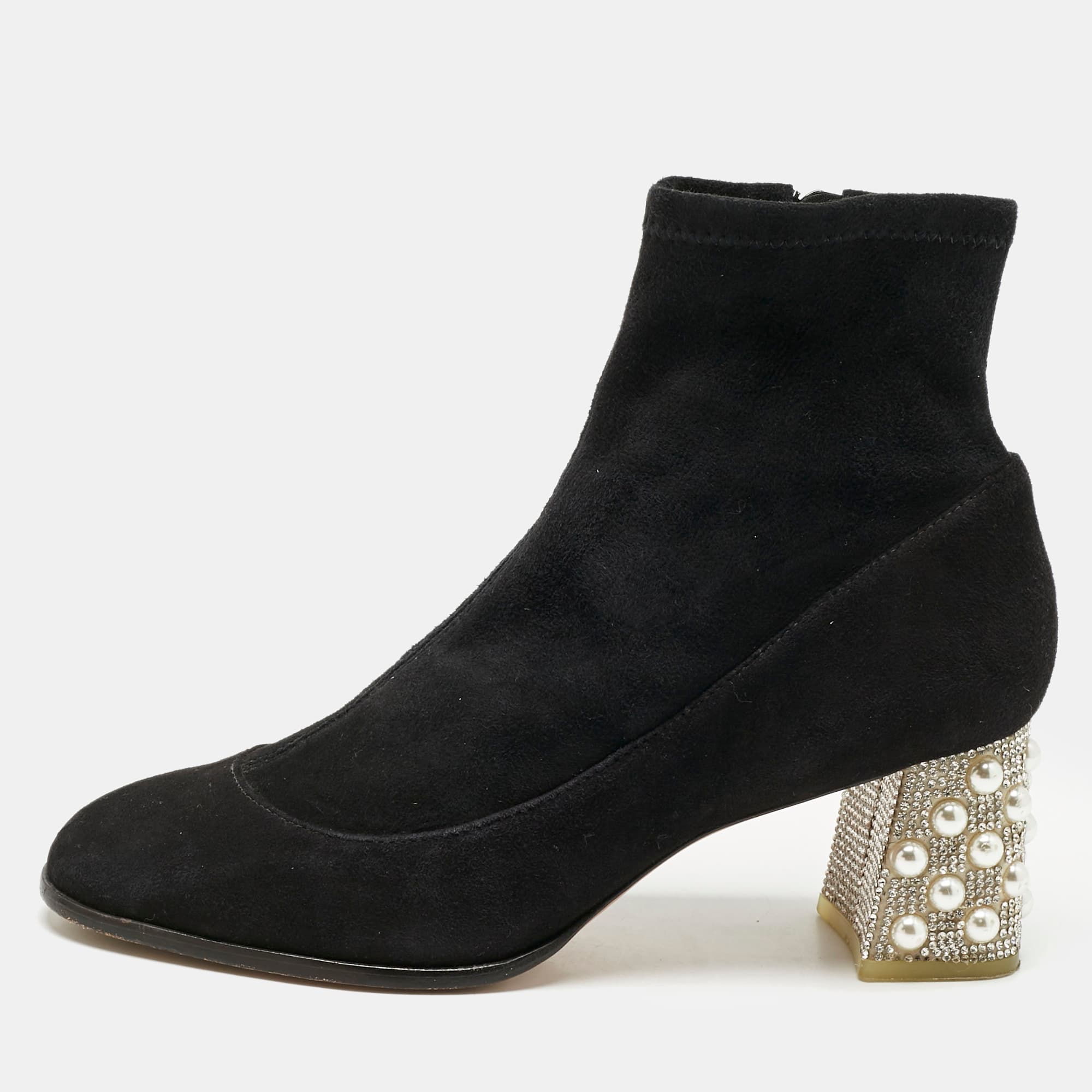 Sophia Webster Black Suede Felicity Mid Ankle Length Boots Size 40