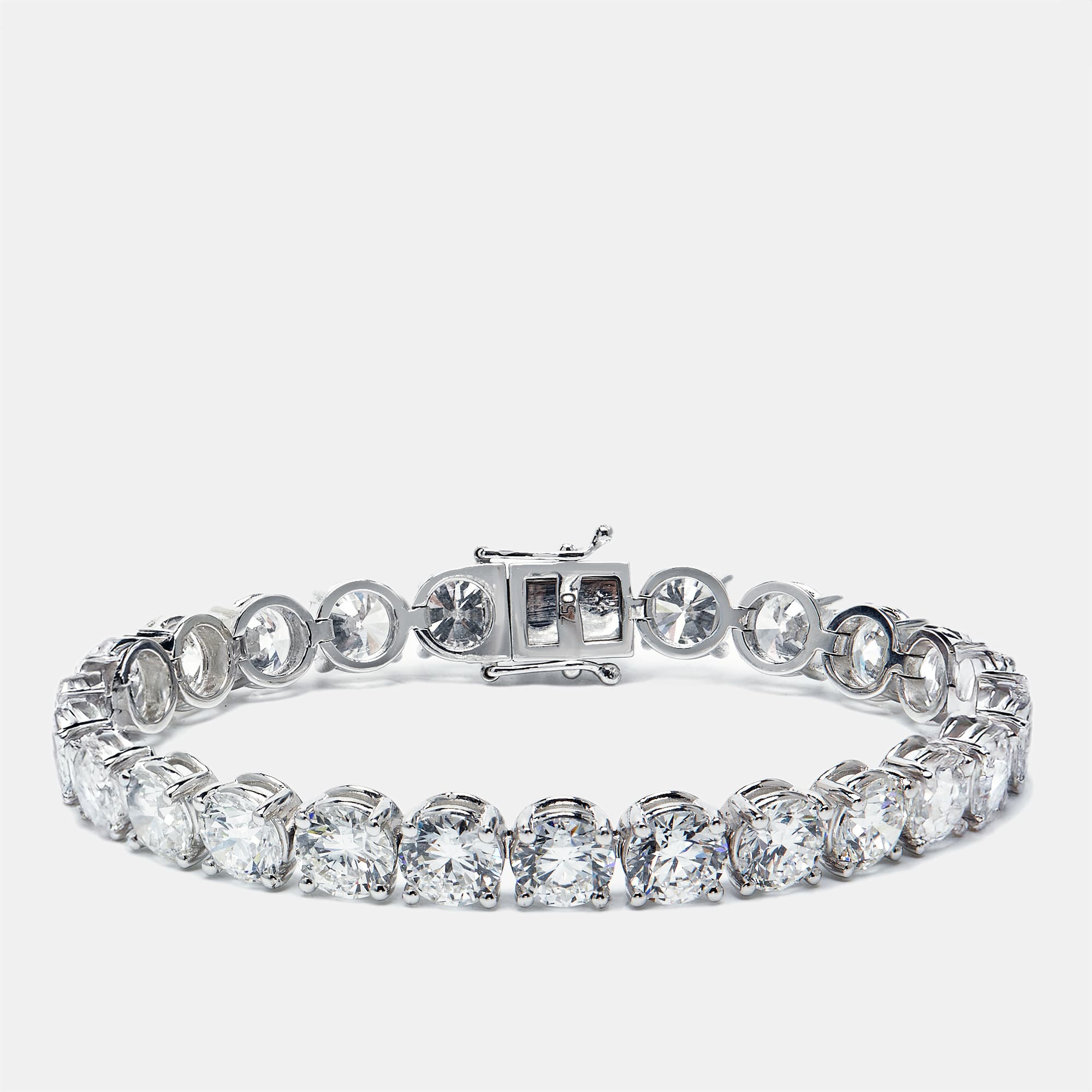 25.00 cts Round Brilliant Cut Lab Grown Diamonds 18k White Gold Tennis Bracelet