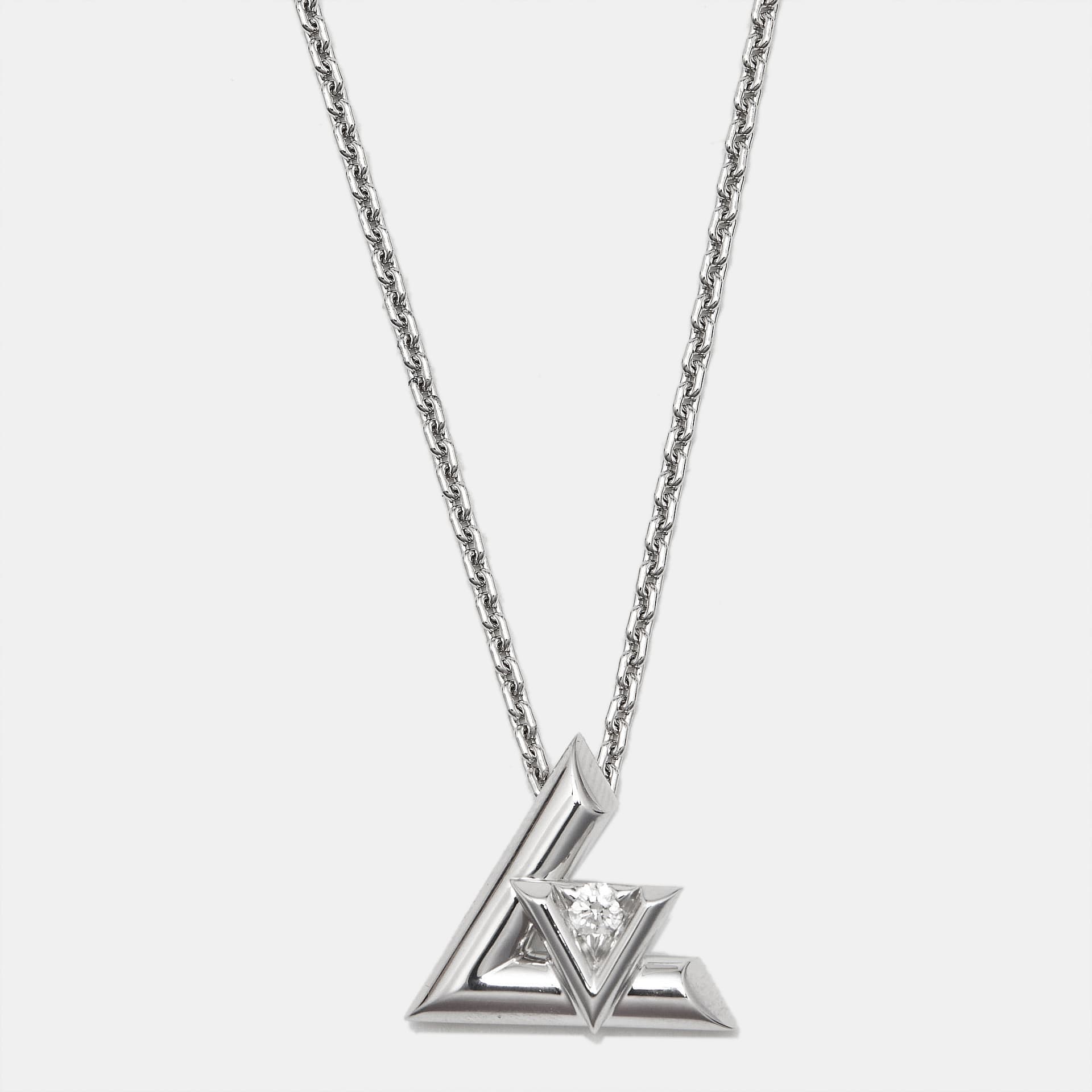Louis Vuitton LV Volt Diamond 18k White Gold Large Necklace