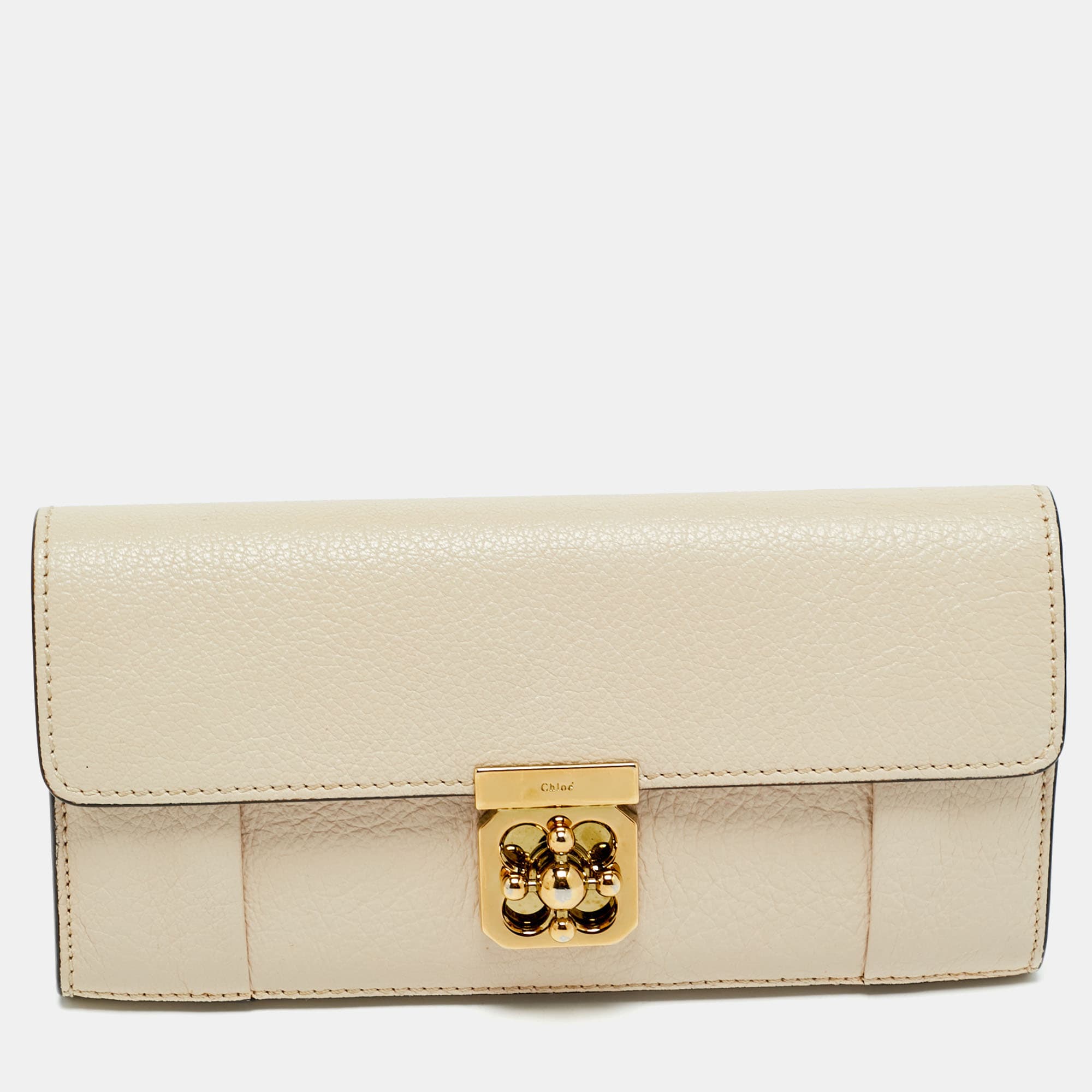 Chloe Elsie Beige Leather Continental Wallet