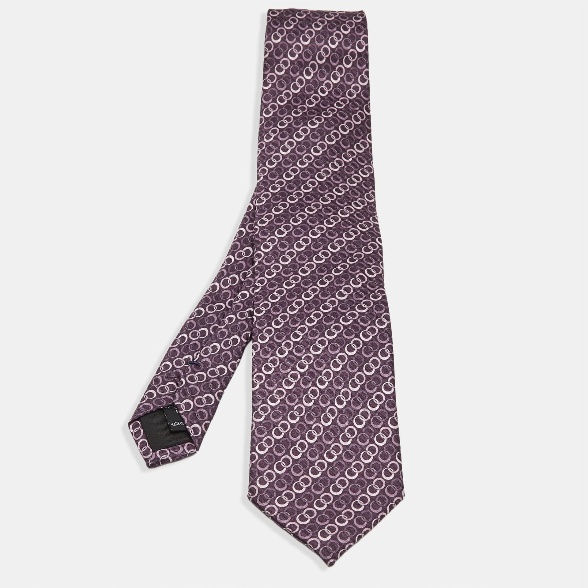 S.T. Dupont Purple Circle Pattern Silk Tie