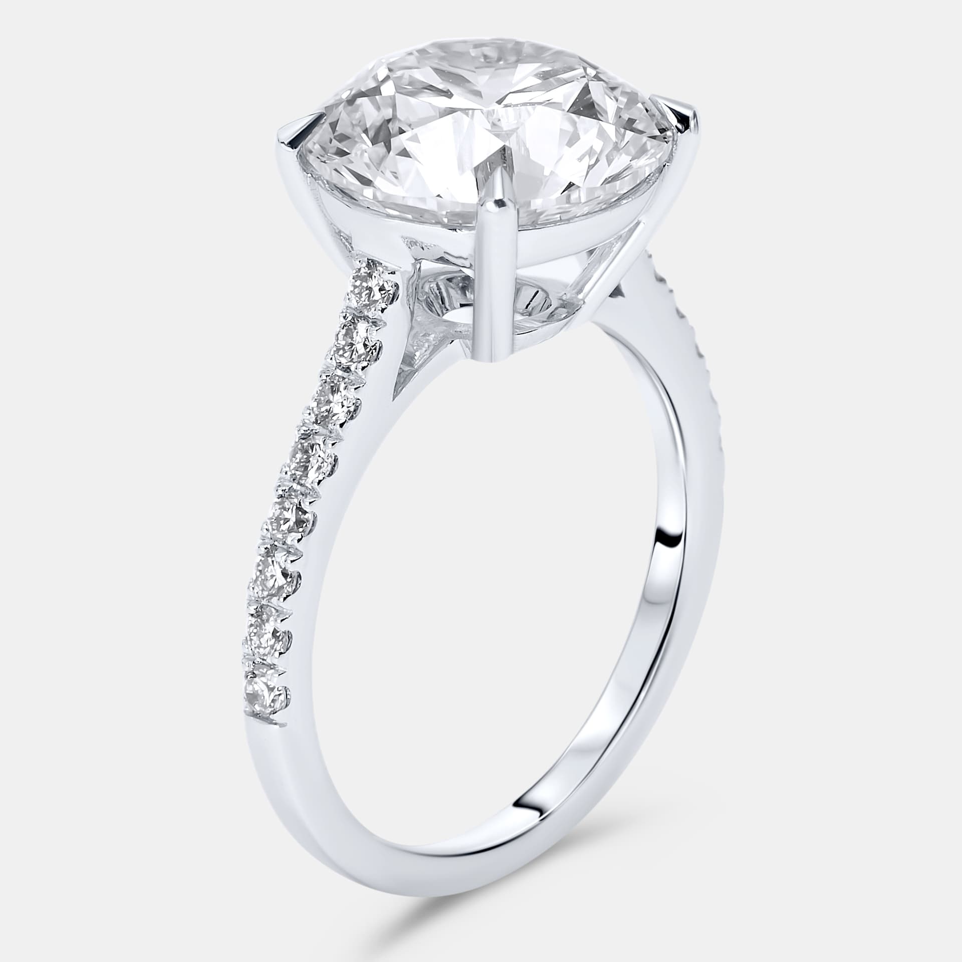 5.3 cts Round Lab Grown Diamond 18k White Gold Ring Size 51