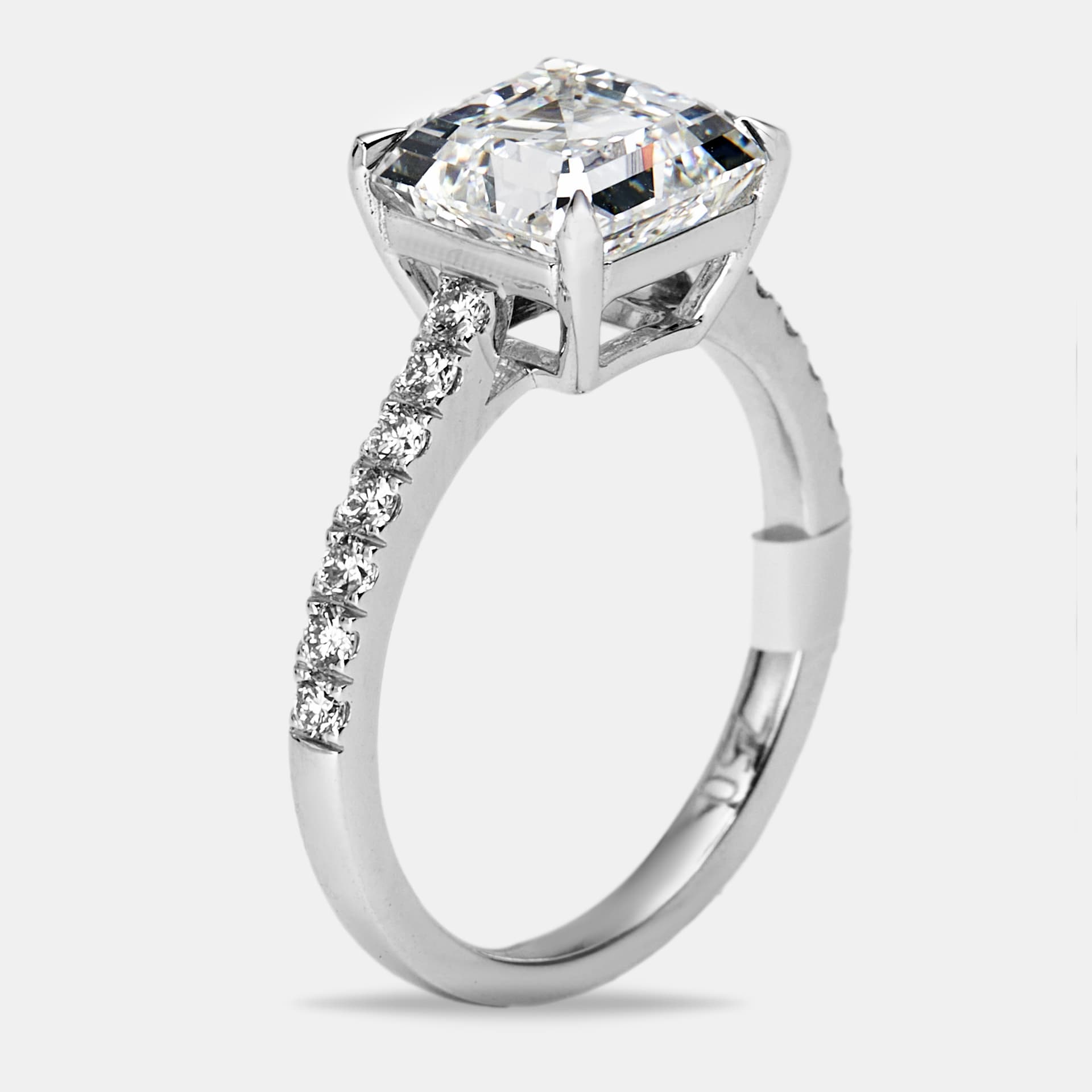 3.3 cts Princess and Round Lab Grown Diamond 18k White Gold Ring Size 54