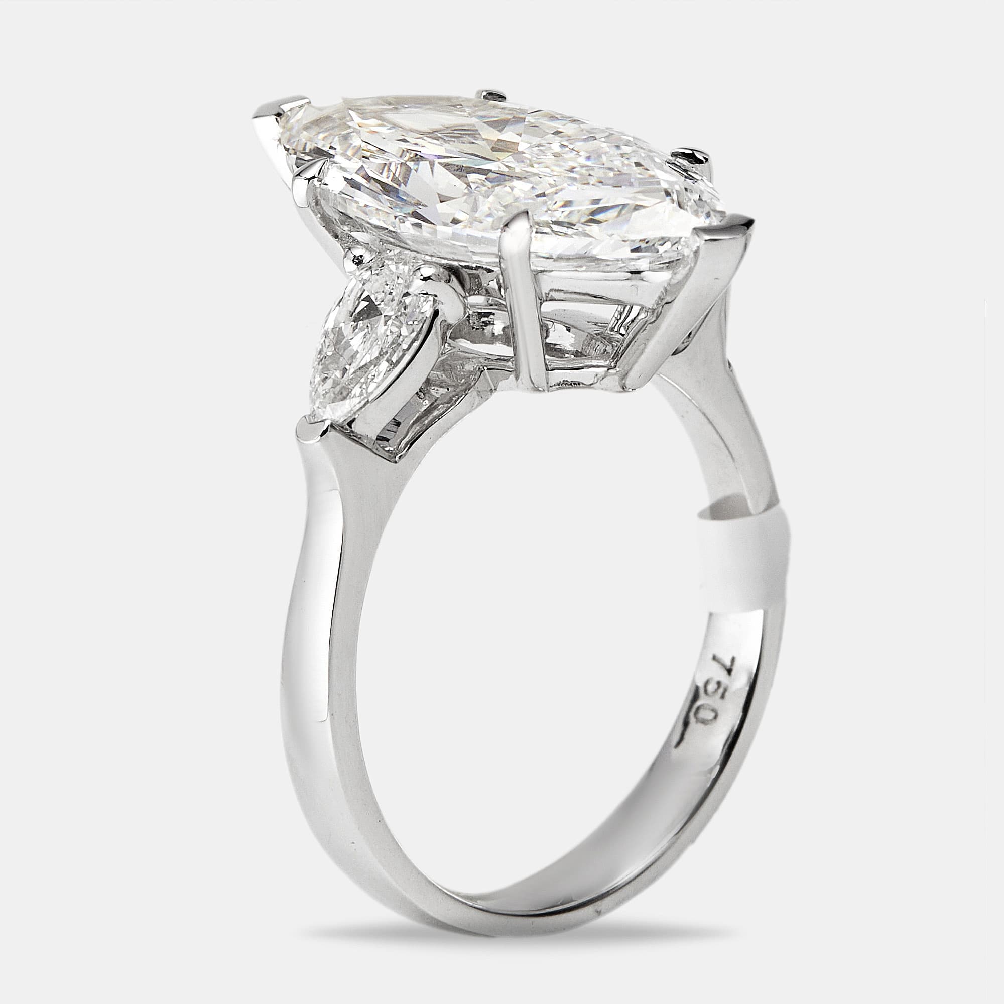 5.5 cts Marquise and Pear Lab Grown Diamonds 18k White Gold Ring Size 54