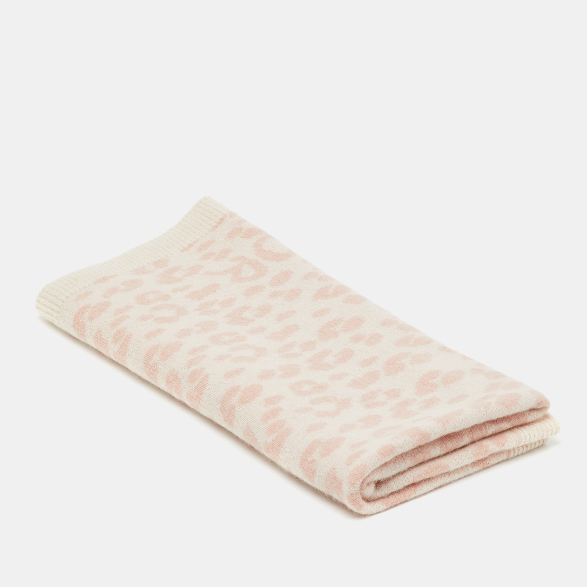 Baby Dior Light Pink Leopard Pattern Wool Knit Blanket
