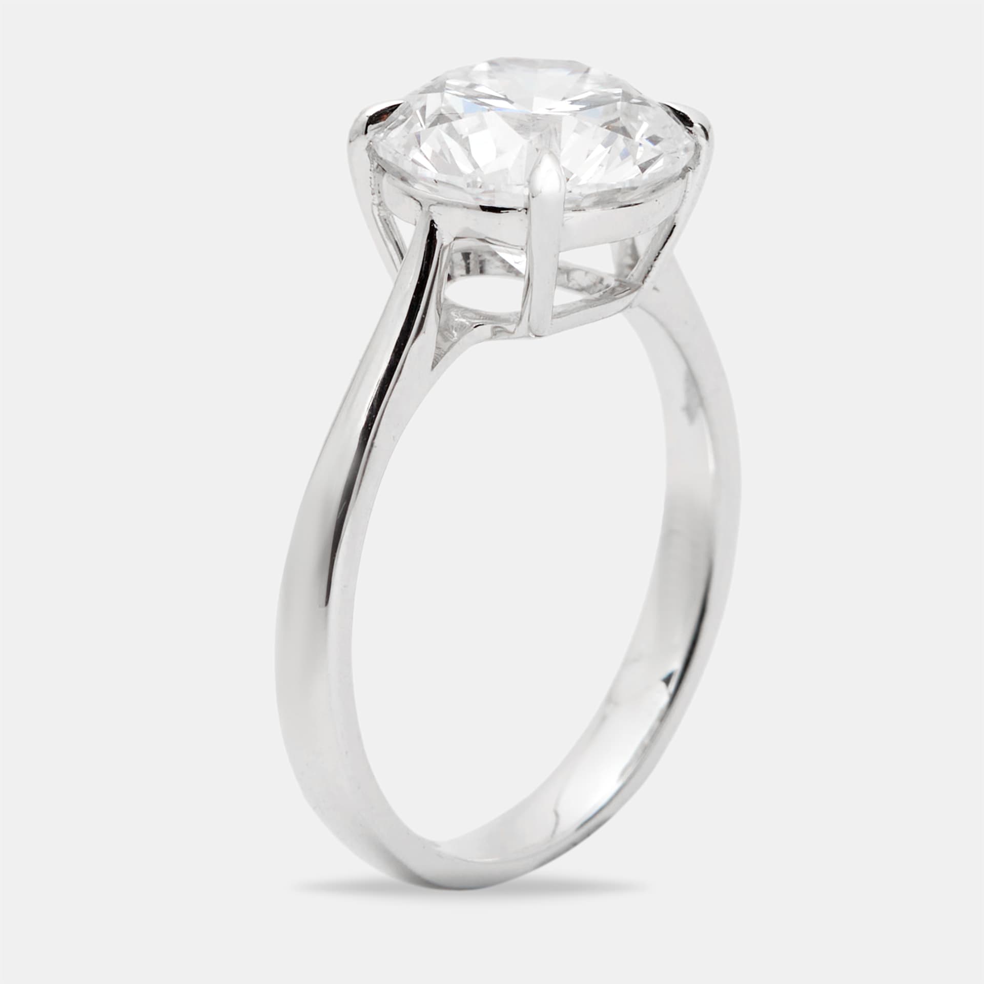 3.15 cts Round Brilliant Lab Grown Diamond 18k White Gold Ring Size 52
