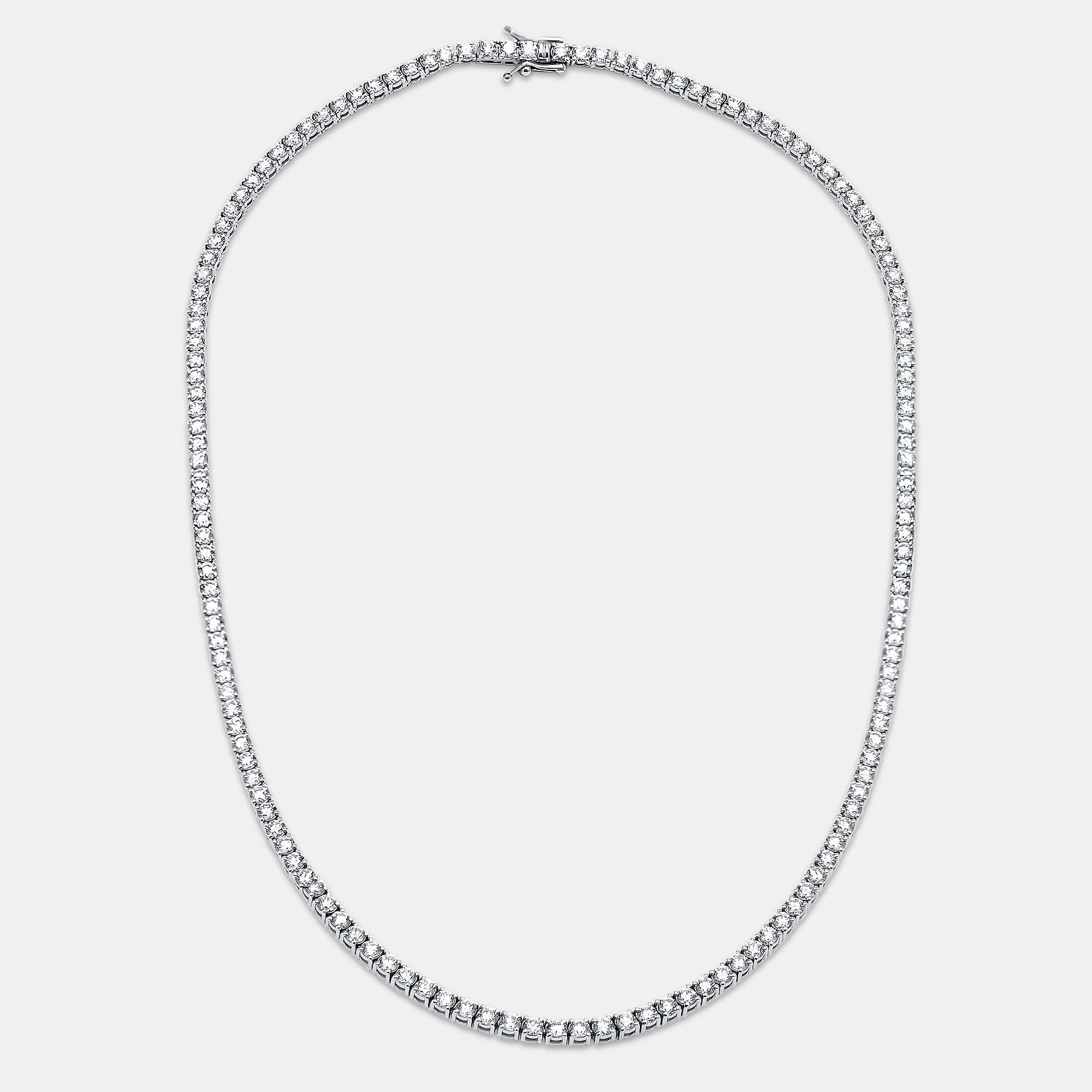 10 cts Round Lab Grown Diamond 18k White Gold Necklace