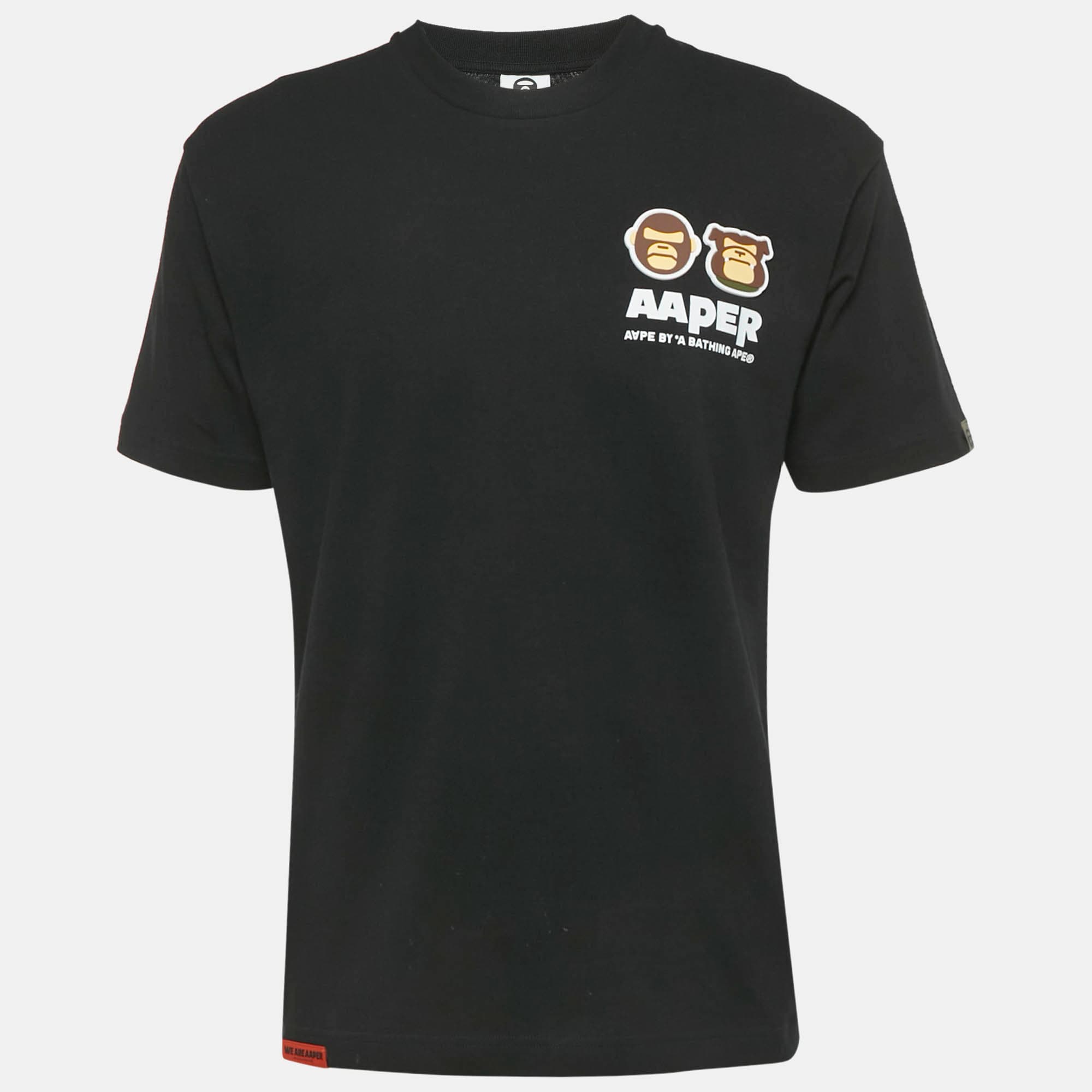 AApe by A Bathing Ape Black Jersey Apper Applique T-Shirt S