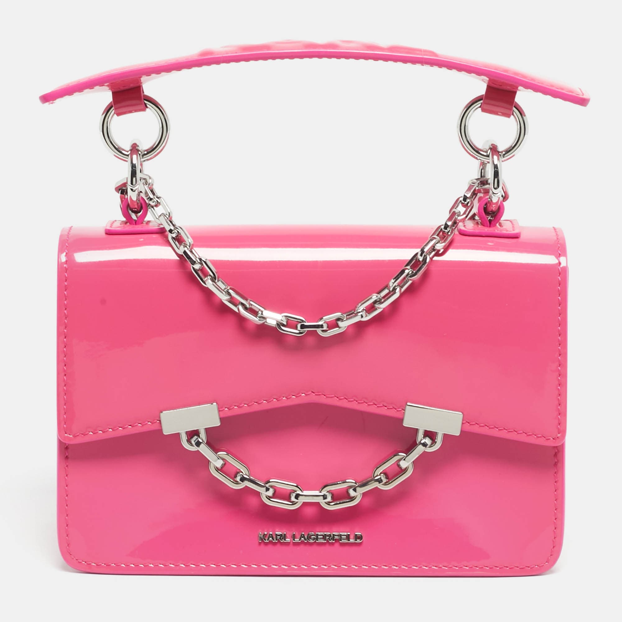 Karl Lagerfeld K/Karl Seven Pink Patent Leather Top Handle Bags
