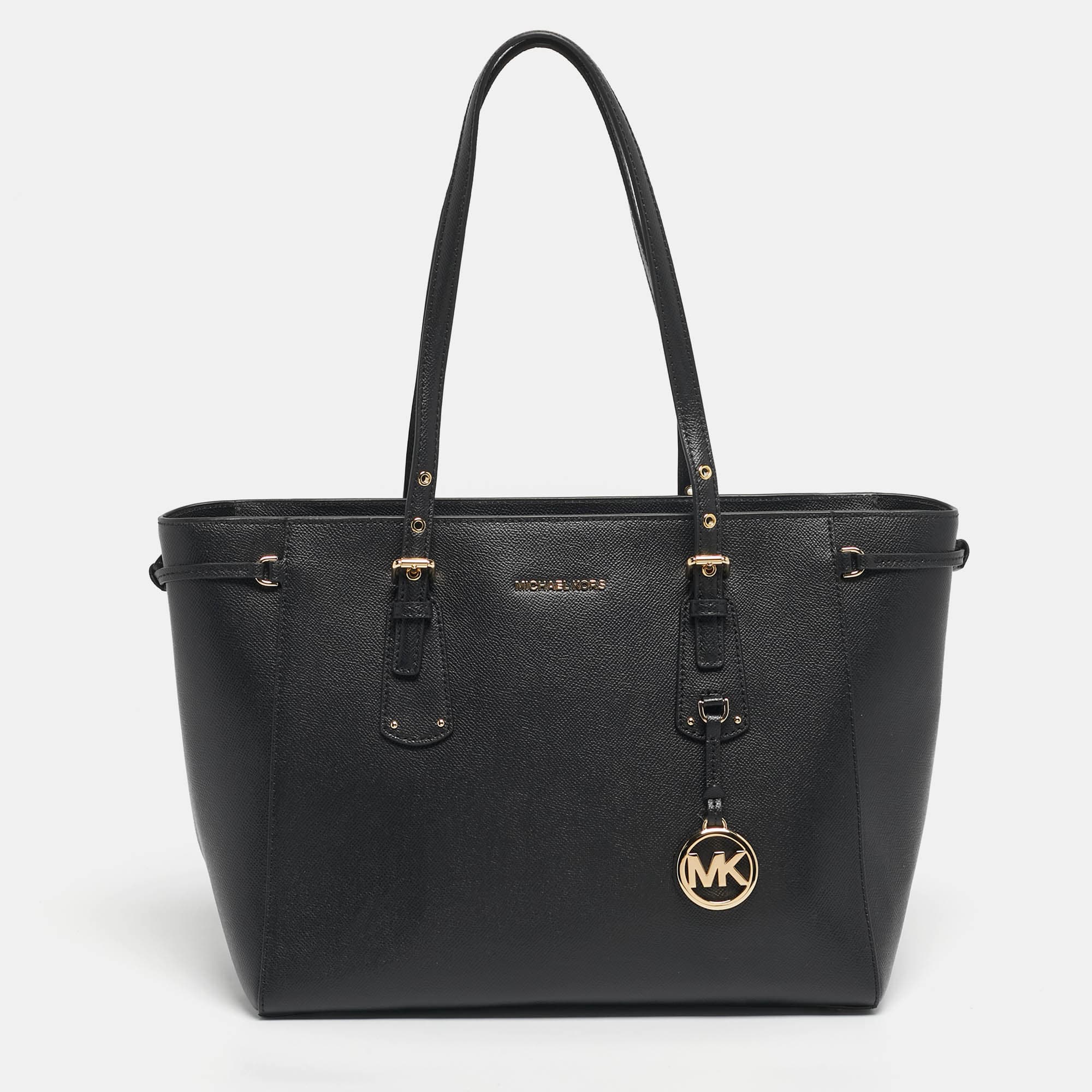Michael Kors Voyager Black Leather Shopper Tote