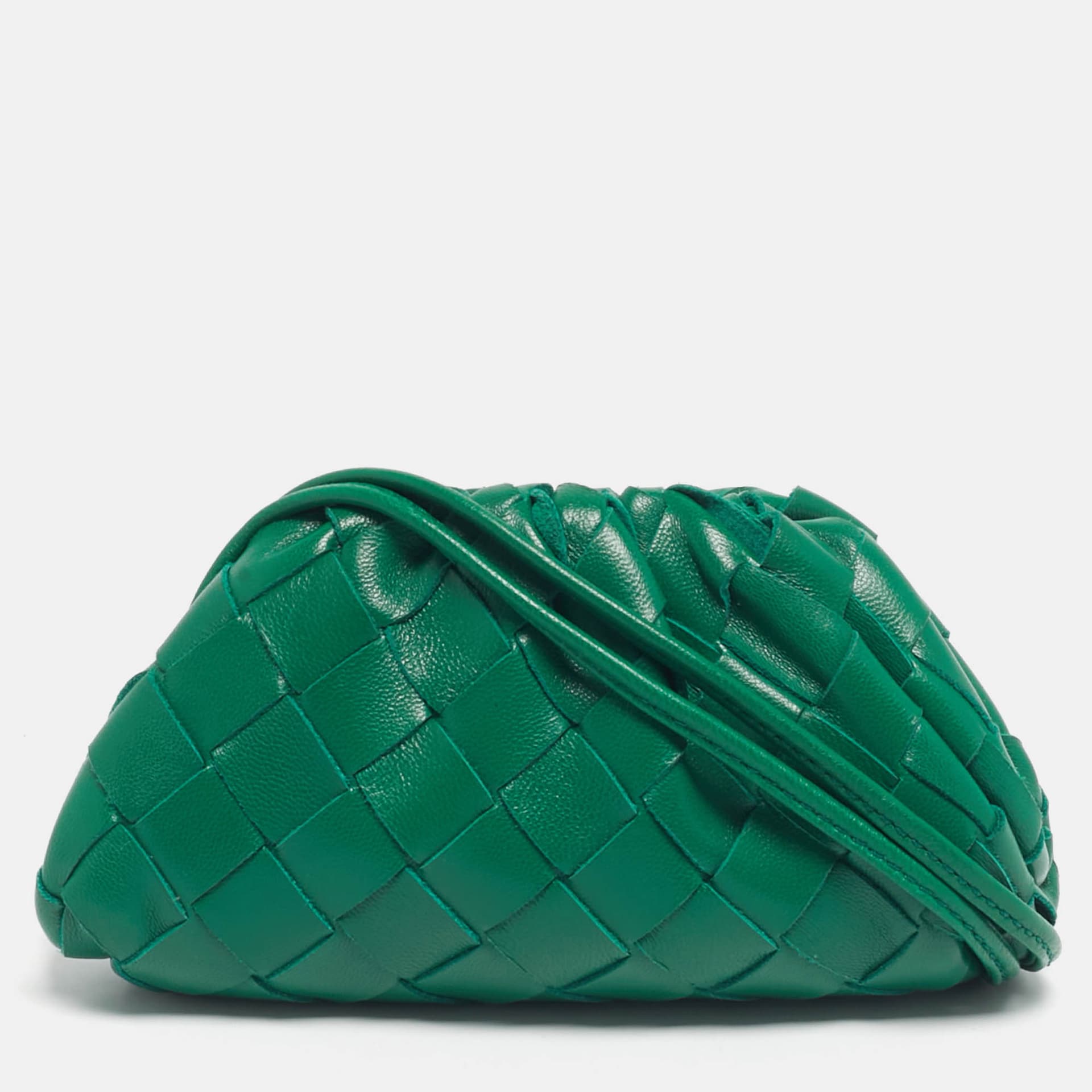Bottega Veneta Green Intrecciato Leather Extra Mini Pouch Bag