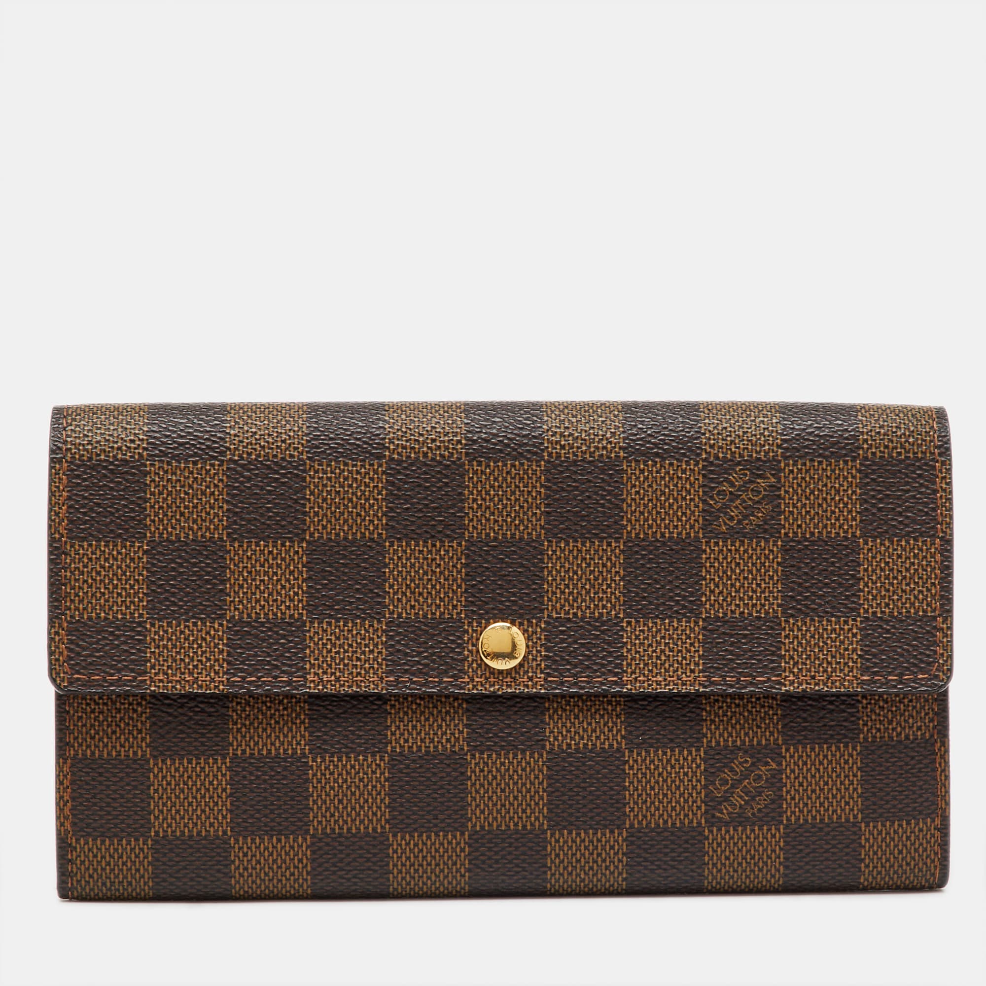 Louis Vuitton Sarah Brown Coated Canvas Continental Wallet