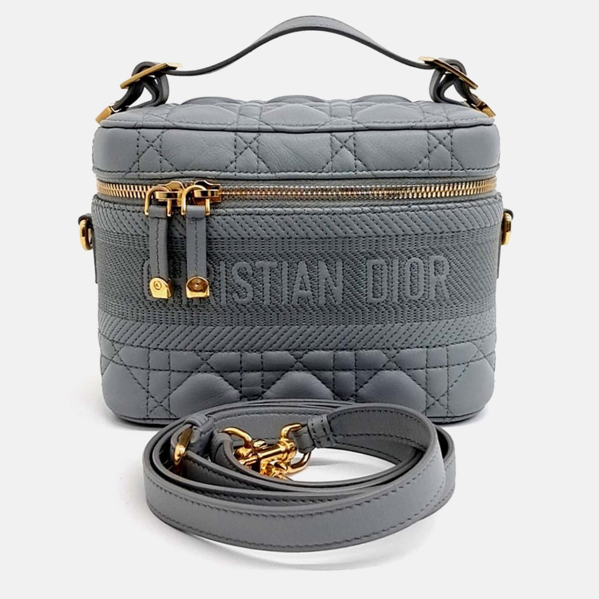 Dior Grey Leather Travel Vanity Small