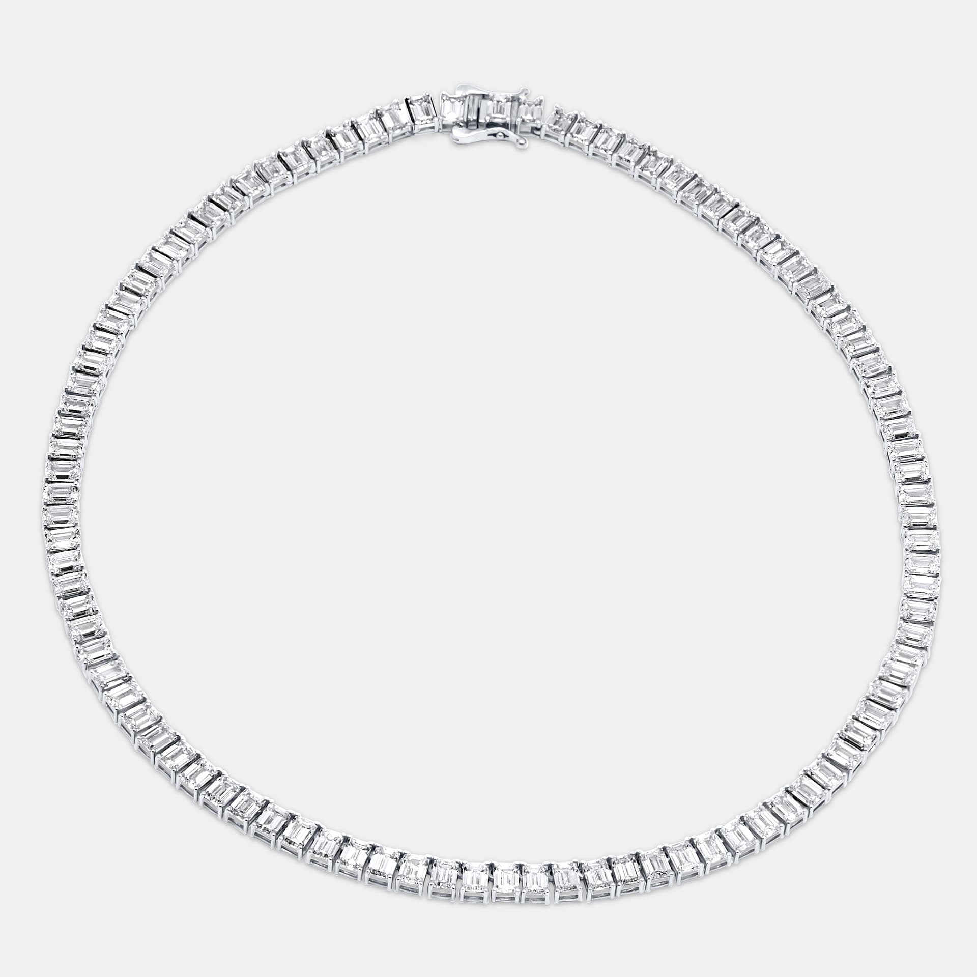 40.93 Cts Emerald 18K White Gold Lab Grown Diamonds Necklace