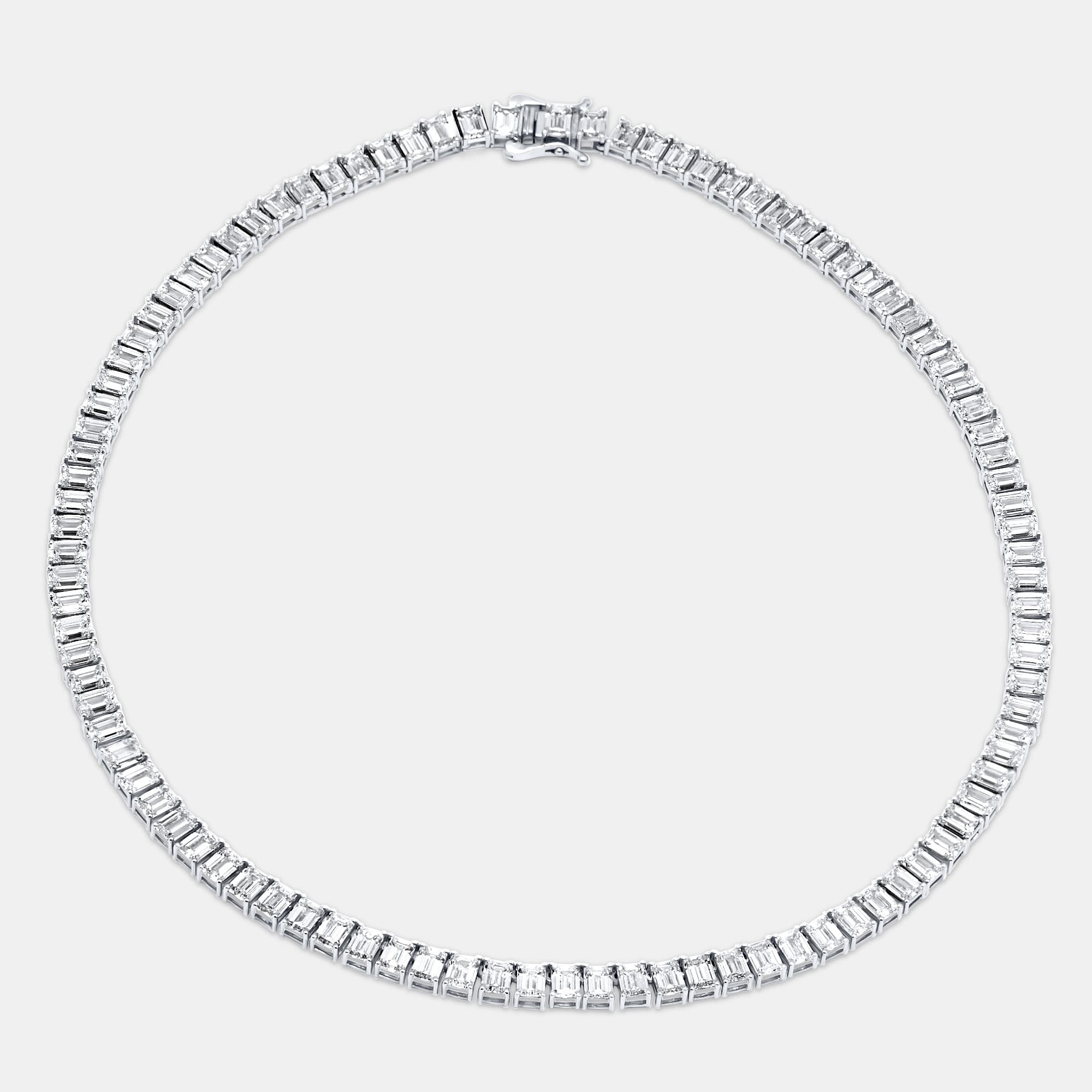 40.93 Cts Emerald 18K White Gold Lab Grown Diamonds Necklace