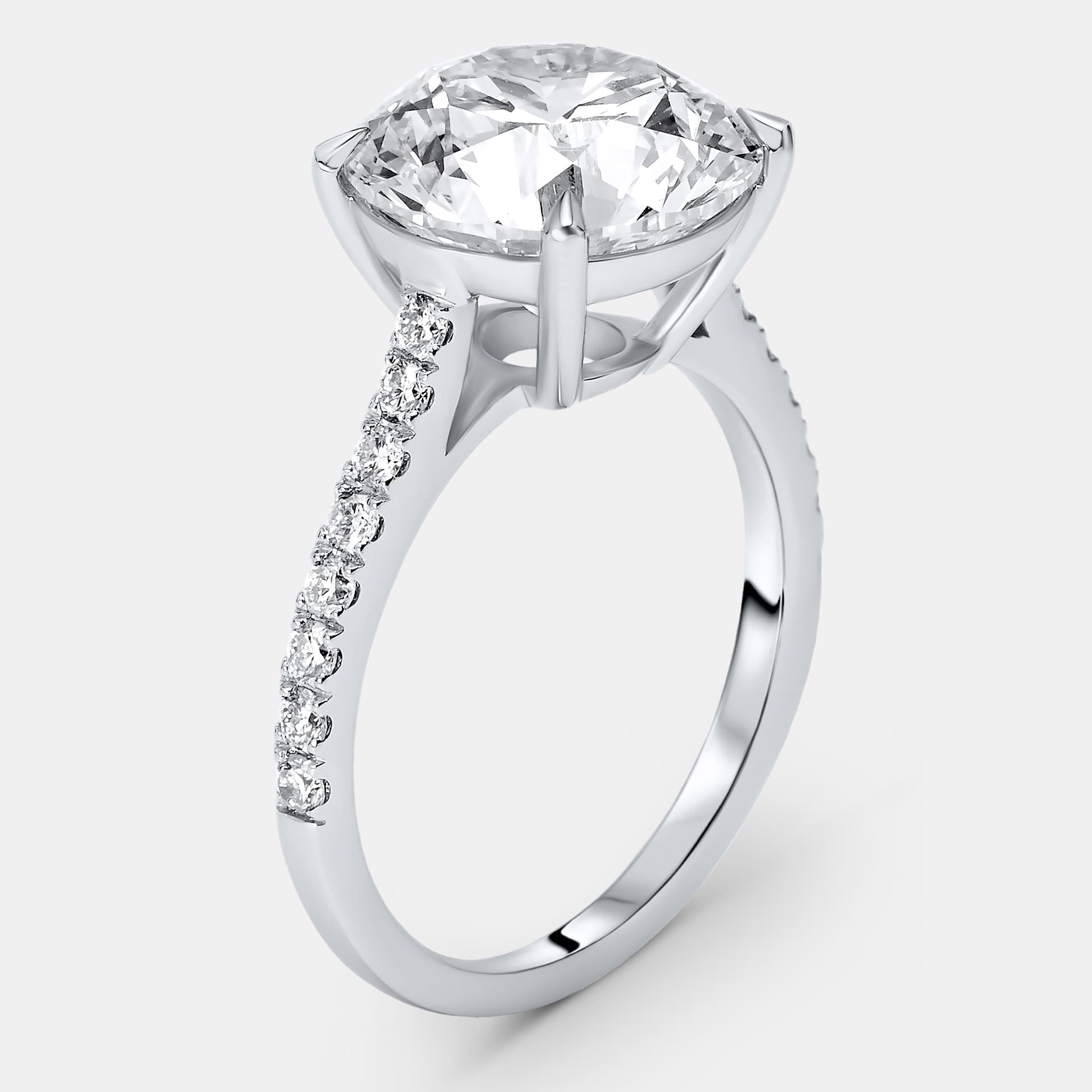 3.30 cts Round Brilliant Lab Grown Diamonds 18k White Gold Ring Size 51