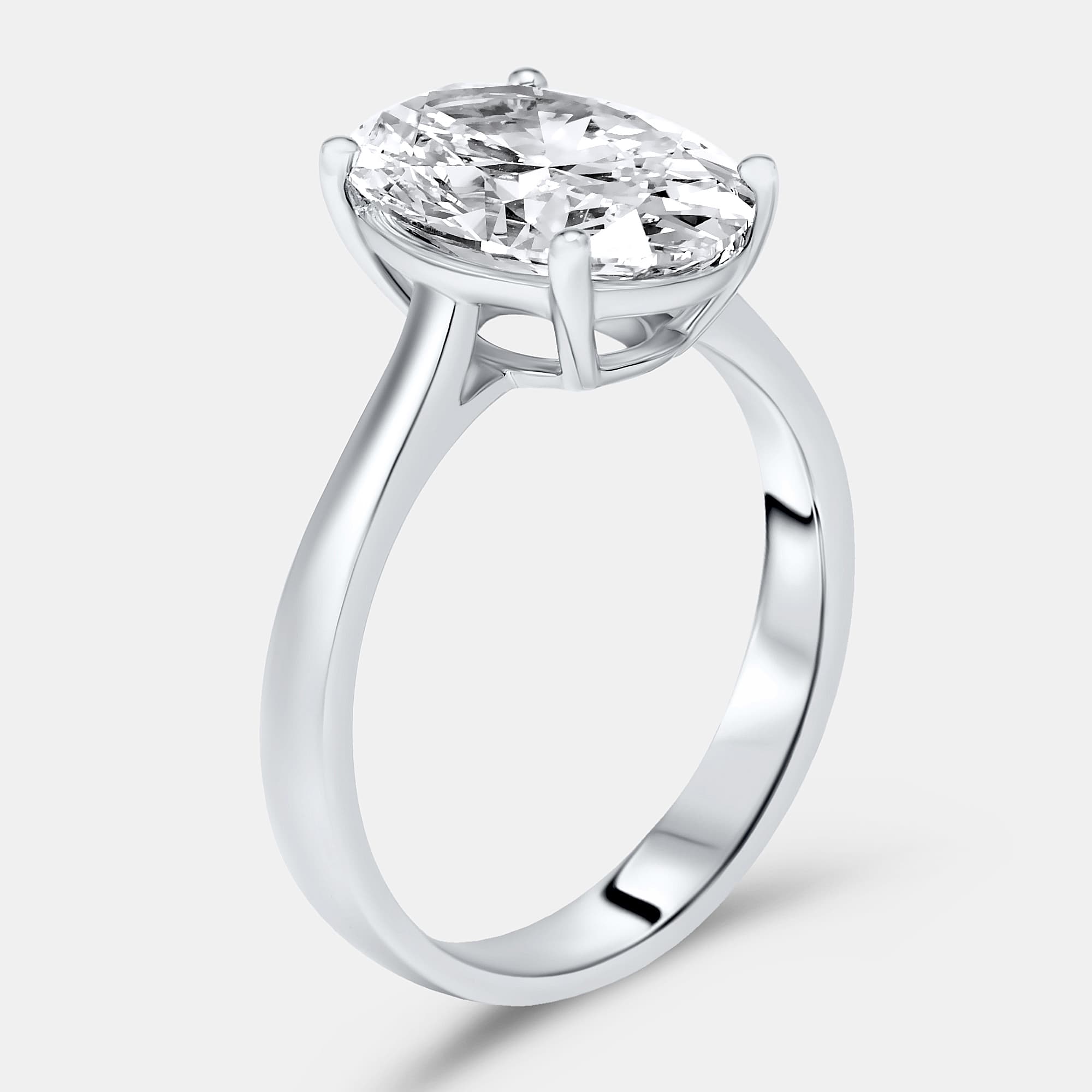 3.00 cts Oval Brilliant Lab Grown Diamond 18k White Gold Ring Size 54