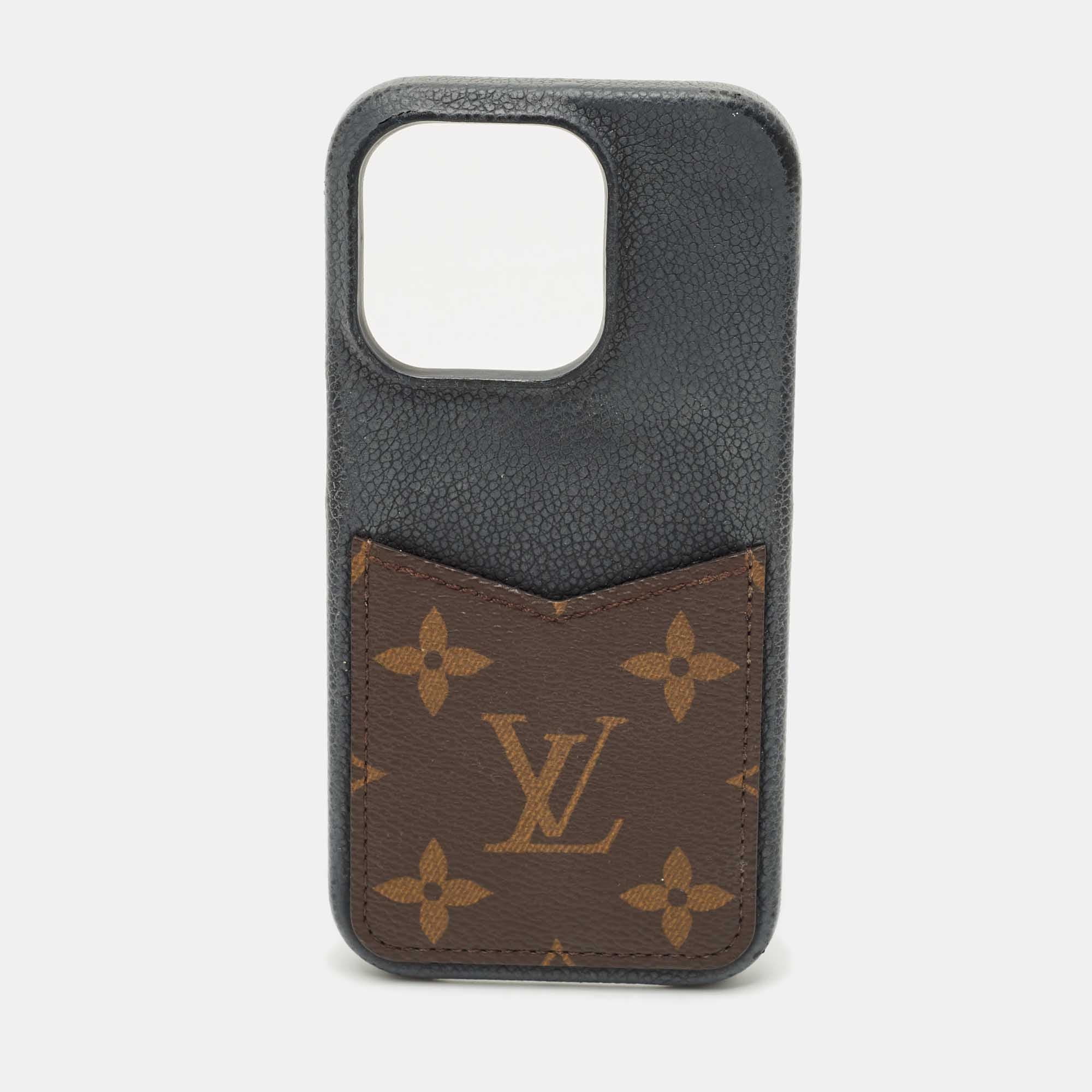 Louis Vuitton Black Leather and Monogram Canvas iPhone 12 Pro Cover