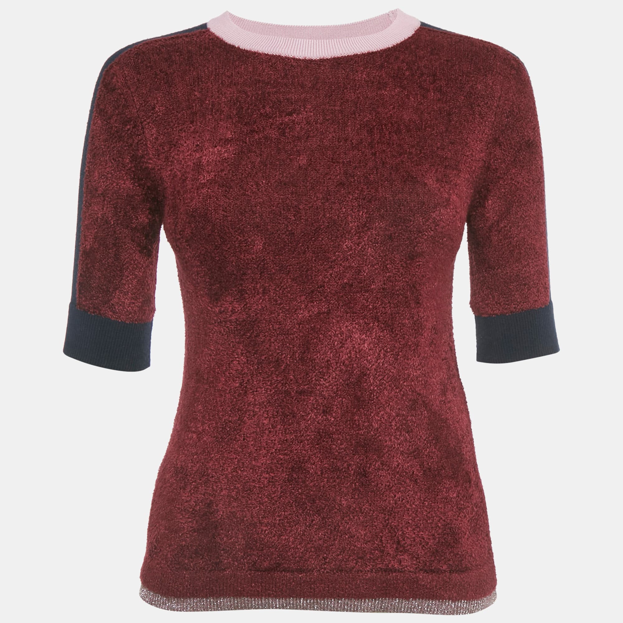 Weekend Max Mara Burgundy Knit Contrast Detail Sweater XS