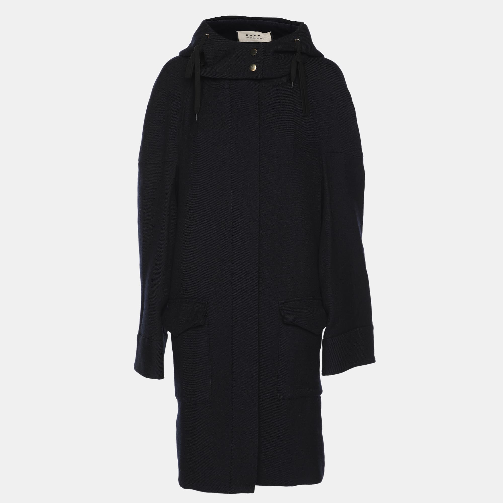 Marni Navy Blue Wool Blend Trench Coat M