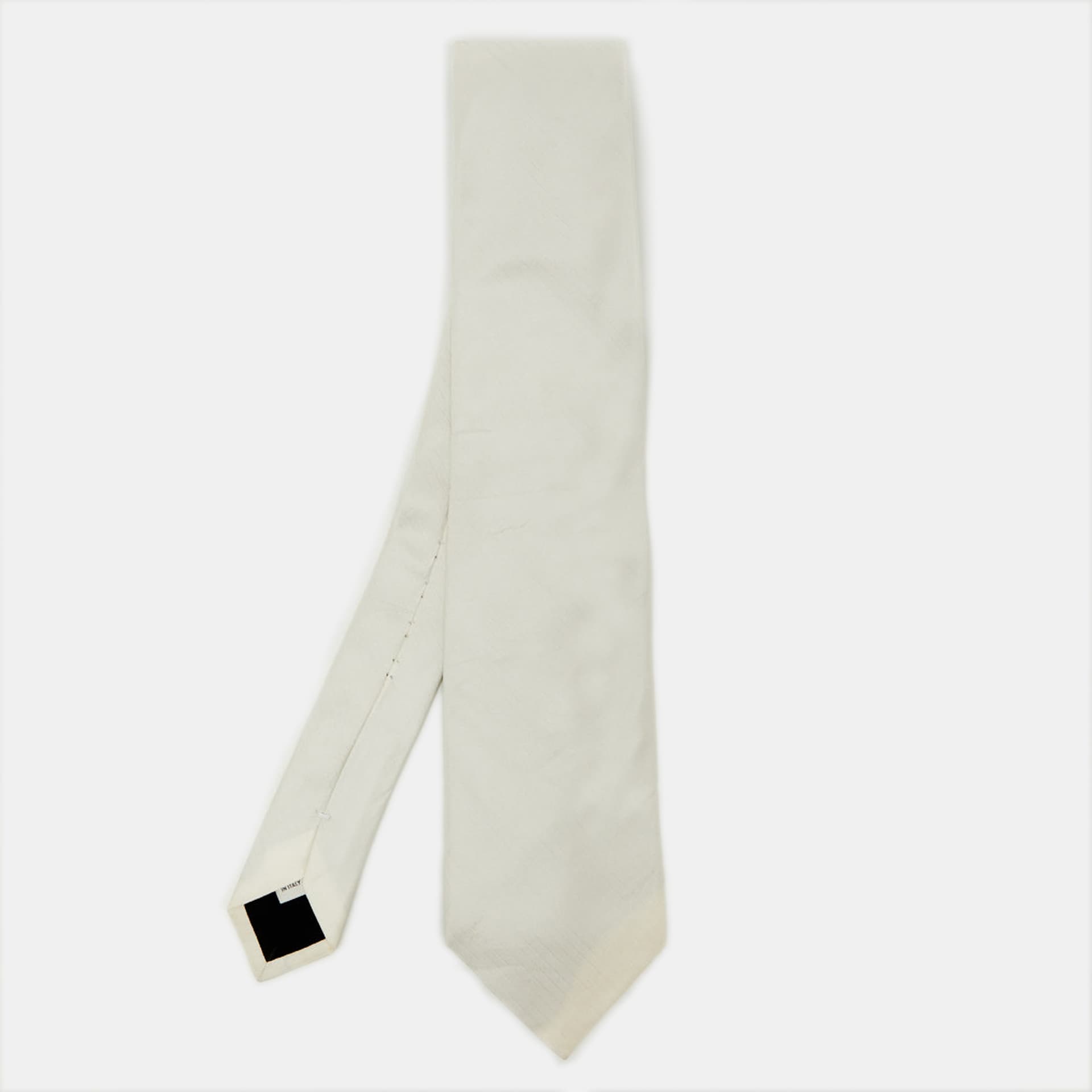 Valentino Ivory Diagonal Striped Silk Tie