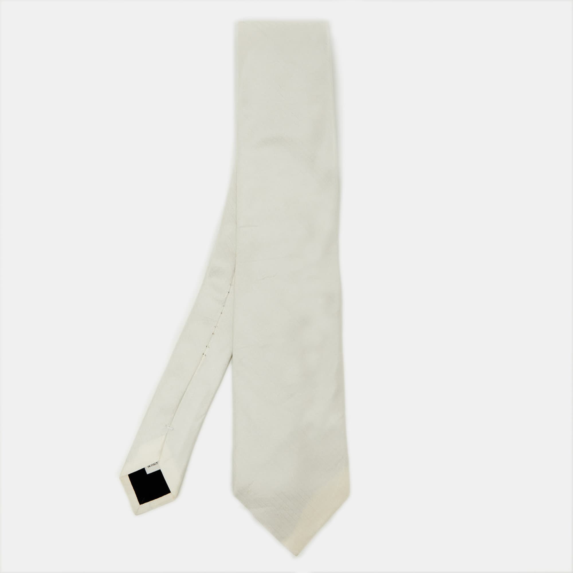 Valentino Ivory Diagonal Striped Silk Tie