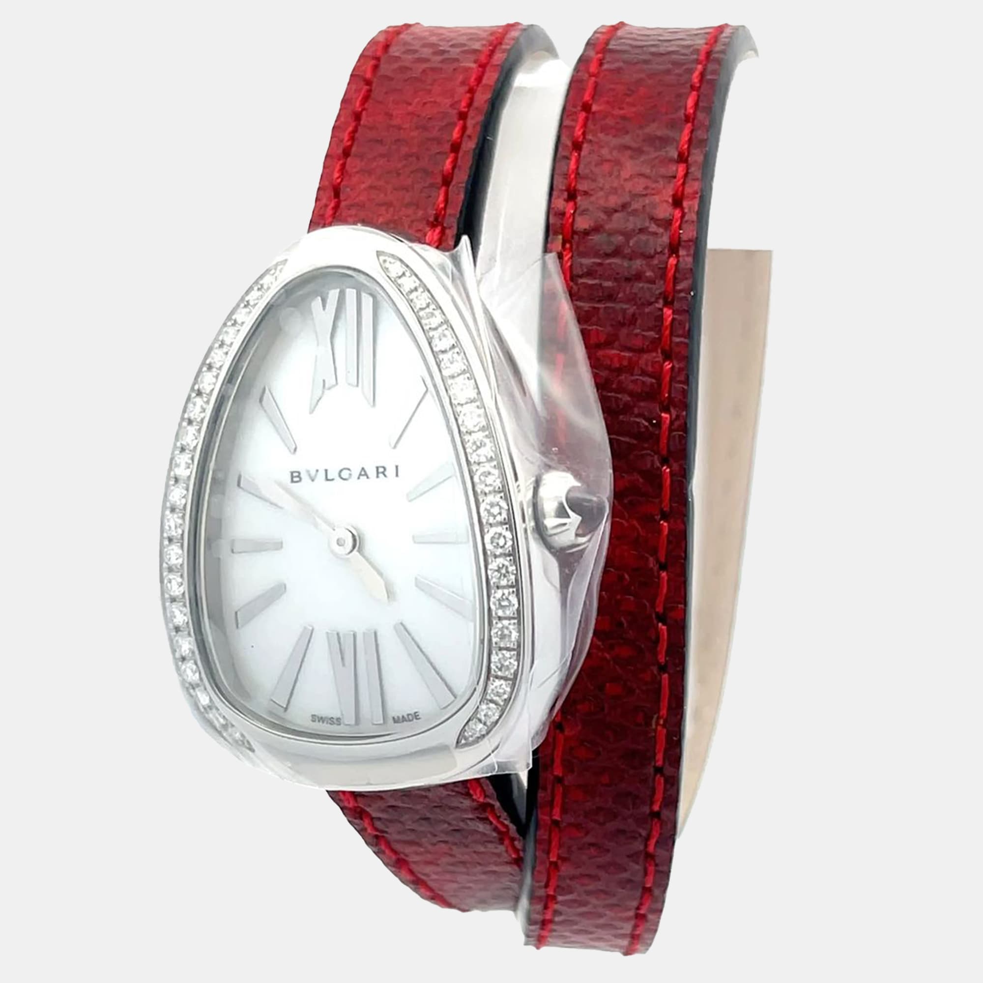 Bvlgari Serpenti 102920 Quartz Mother of Pearl Stainless Steel Women&rsquo;s Wristwatch 27 mm