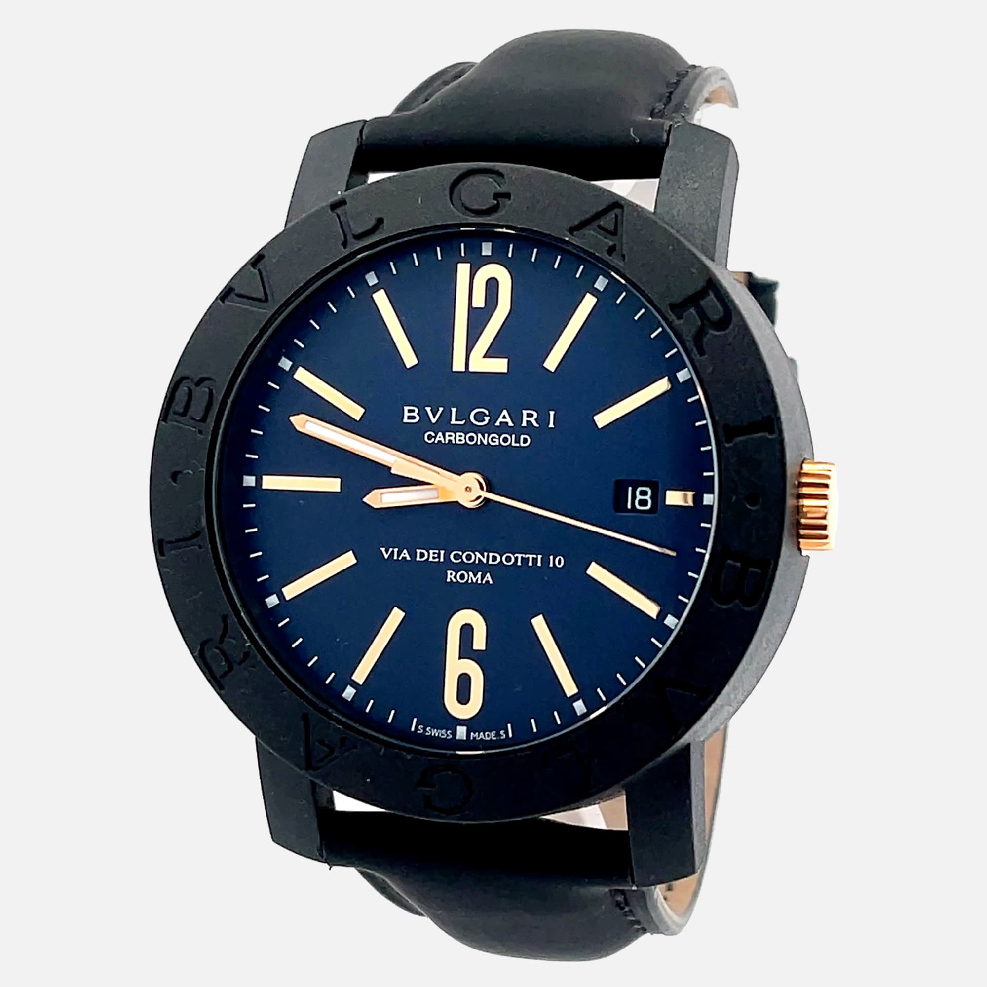 Bvlgari Via dei Condotti  BB40CL Automatic Carbon Men&rsquo;s Wristwatch 40 mm