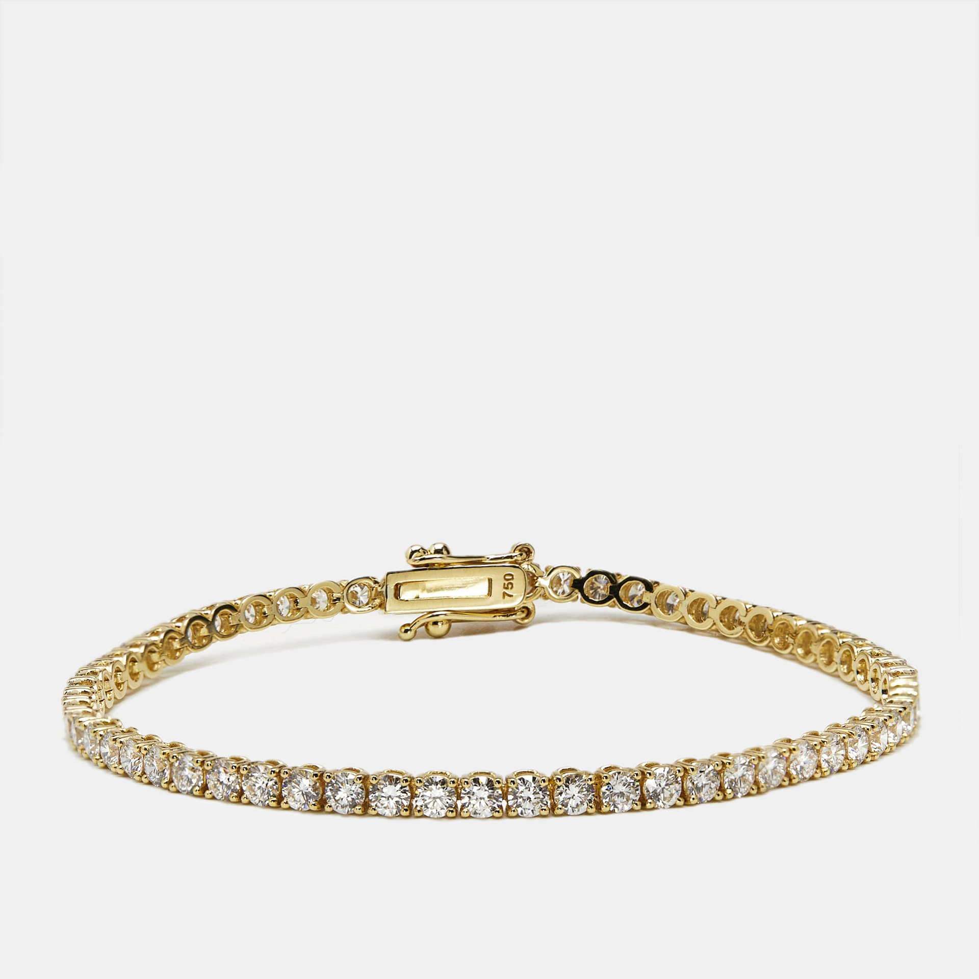 3.50 cts Round Brilliant Lab Grown Diamonds 18k Yellow Gold Tennis Bracelet