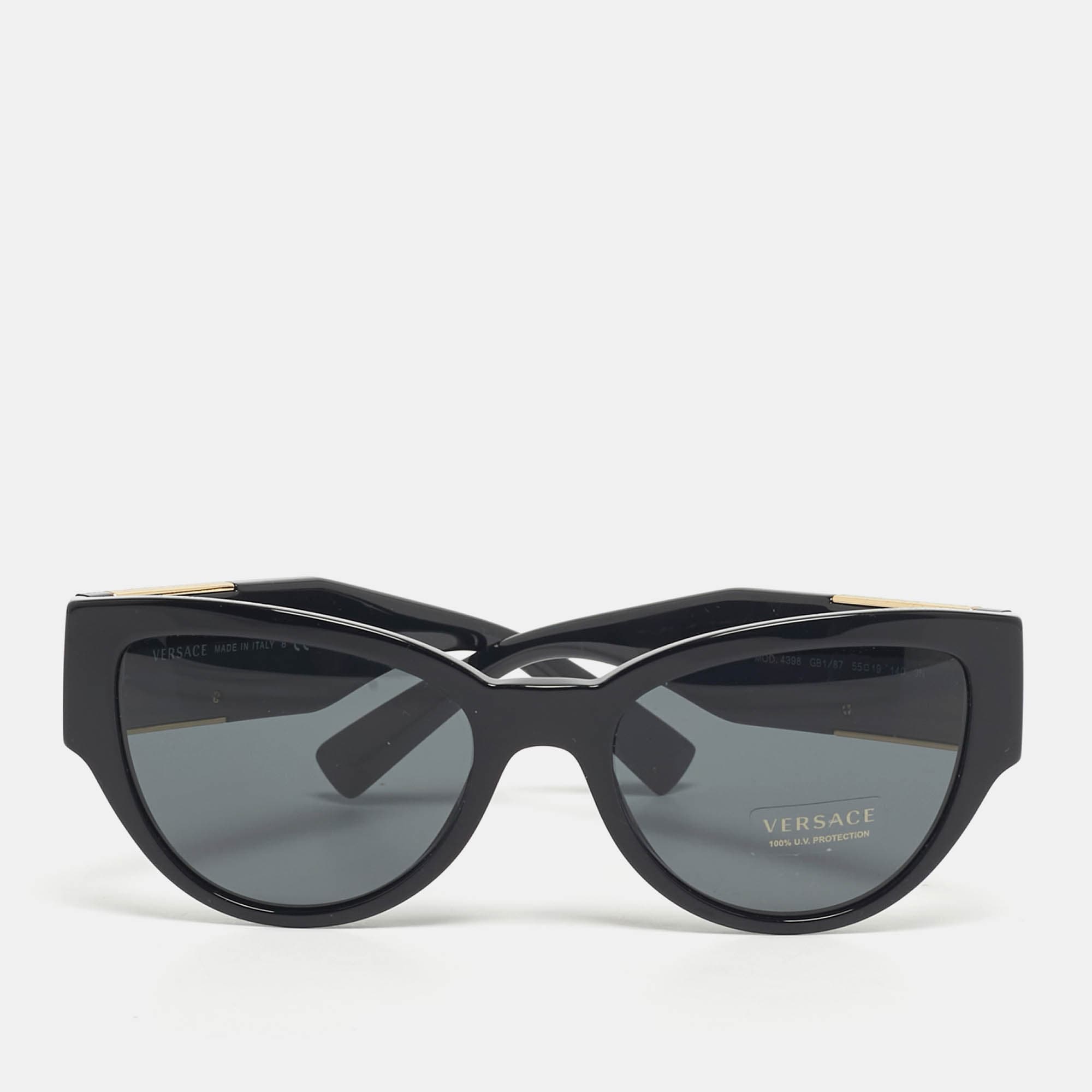 Versace Black MOD 4398 Medusa Cat Eye Sunglasses